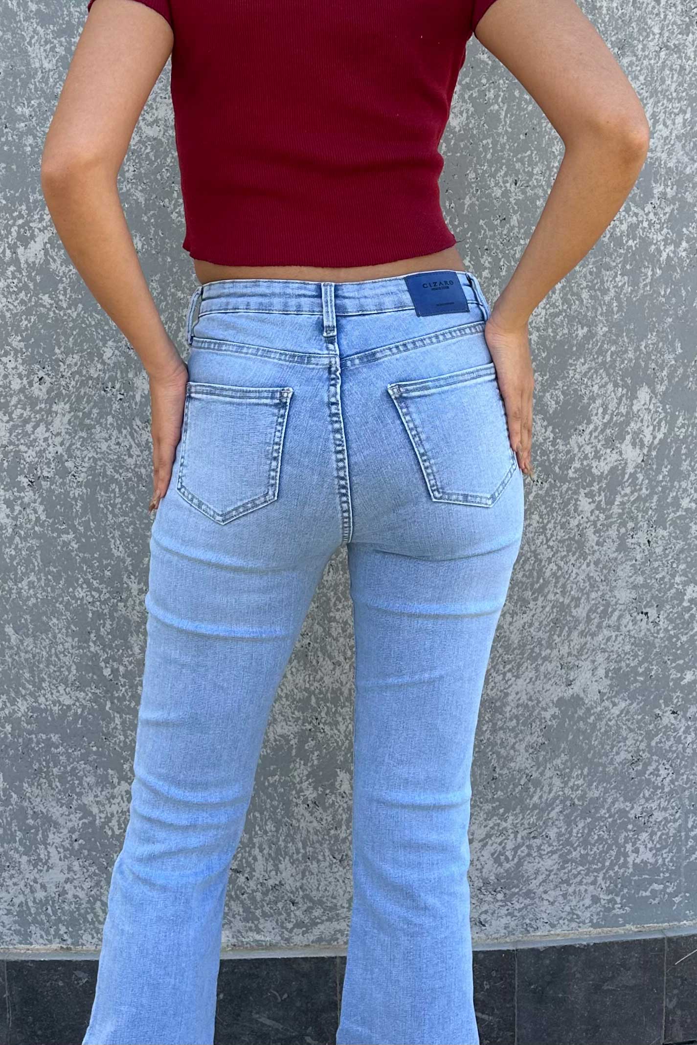 Ultra Elastic | Flare - High-Waist Ice Blue Jeans Flare CIZARO - Cizaro Jeans