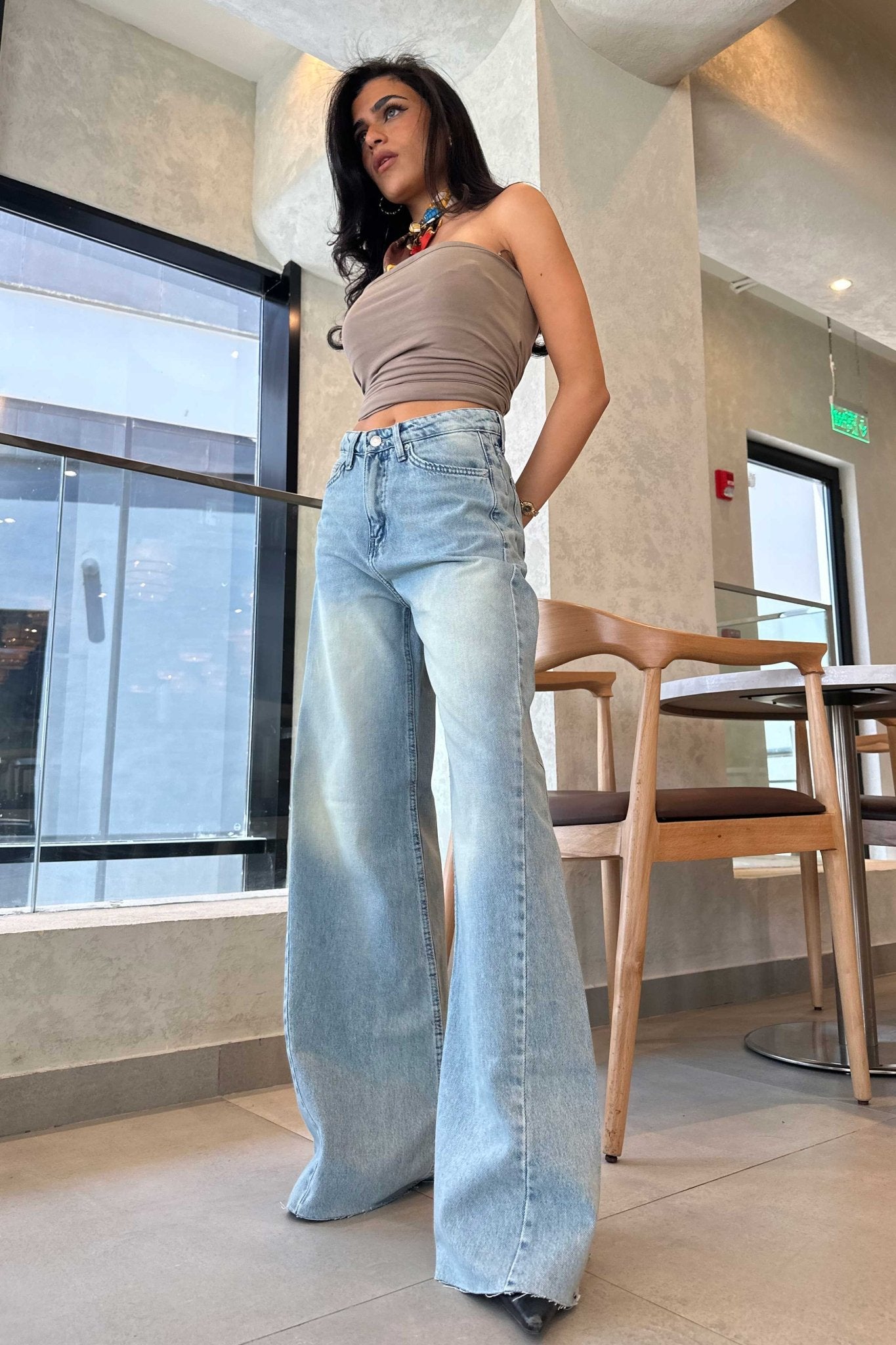 Super Baggy | High-Waist Ice Acid Blue Jeans Super Baggy CIZARO - Cizaro Jeans