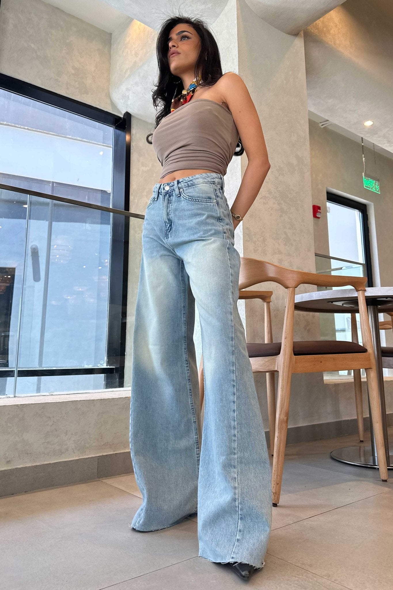 Super Baggy | High-Waist Ice Acid Blue Jeans Super Baggy CIZARO - Cizaro Jeans