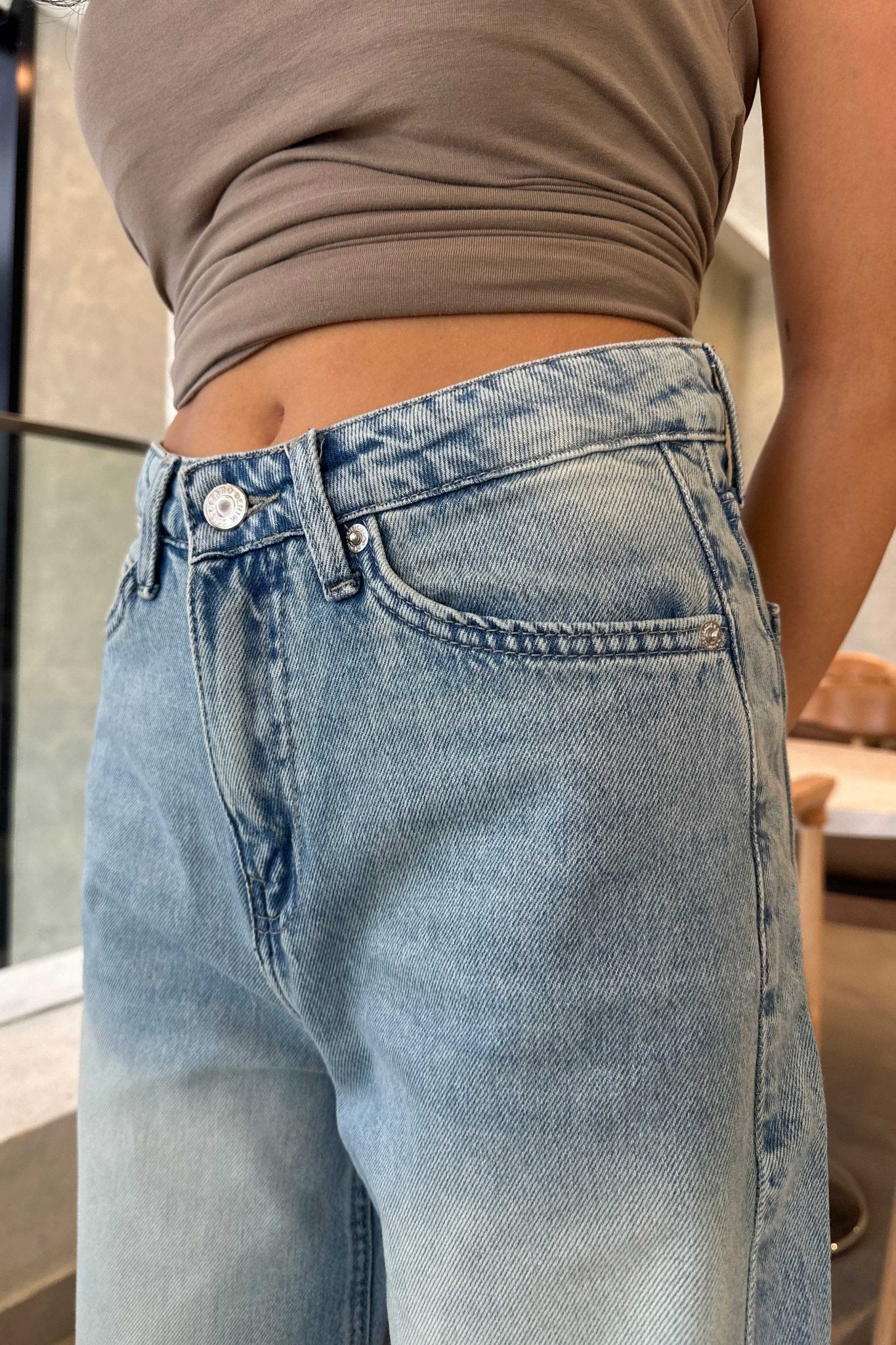 Super Baggy | High-Waist Ice Acid Blue Jeans Super Baggy CIZARO - Cizaro Jeans