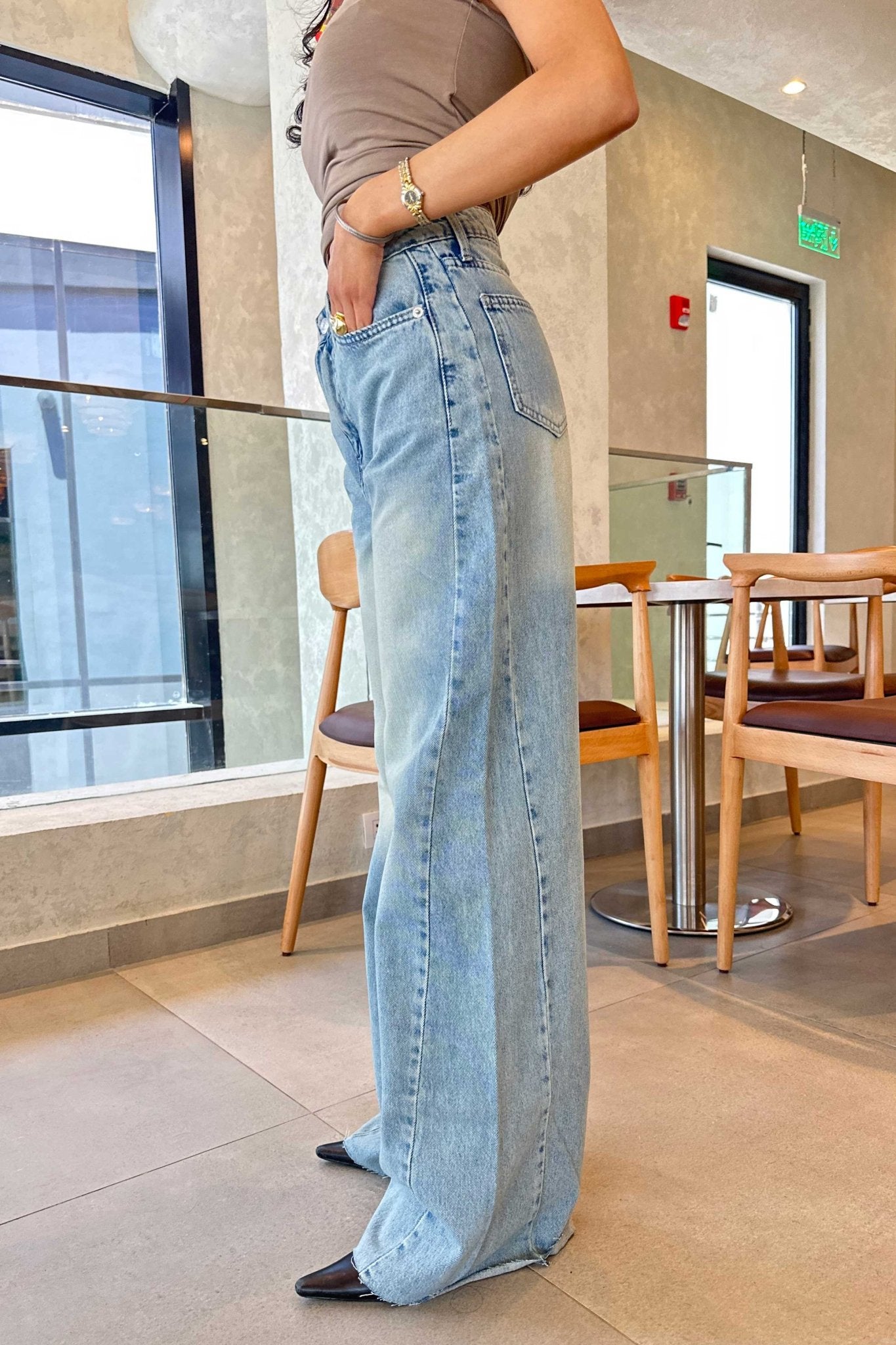 Super Baggy | High-Waist Ice Acid Blue Jeans Super Baggy CIZARO - Cizaro Jeans