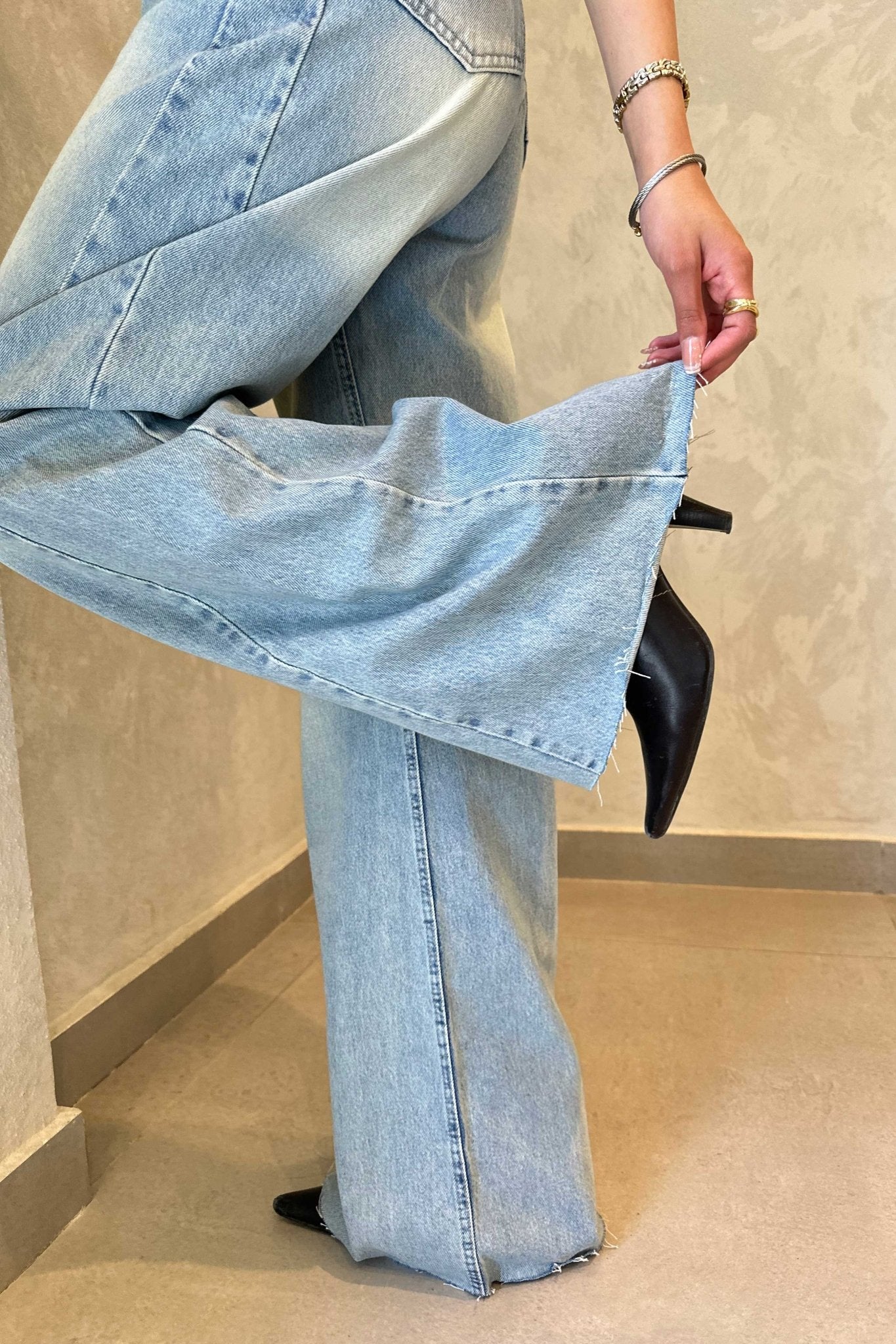 Super Baggy | High-Waist Ice Acid Blue Jeans Super Baggy CIZARO - Cizaro Jeans