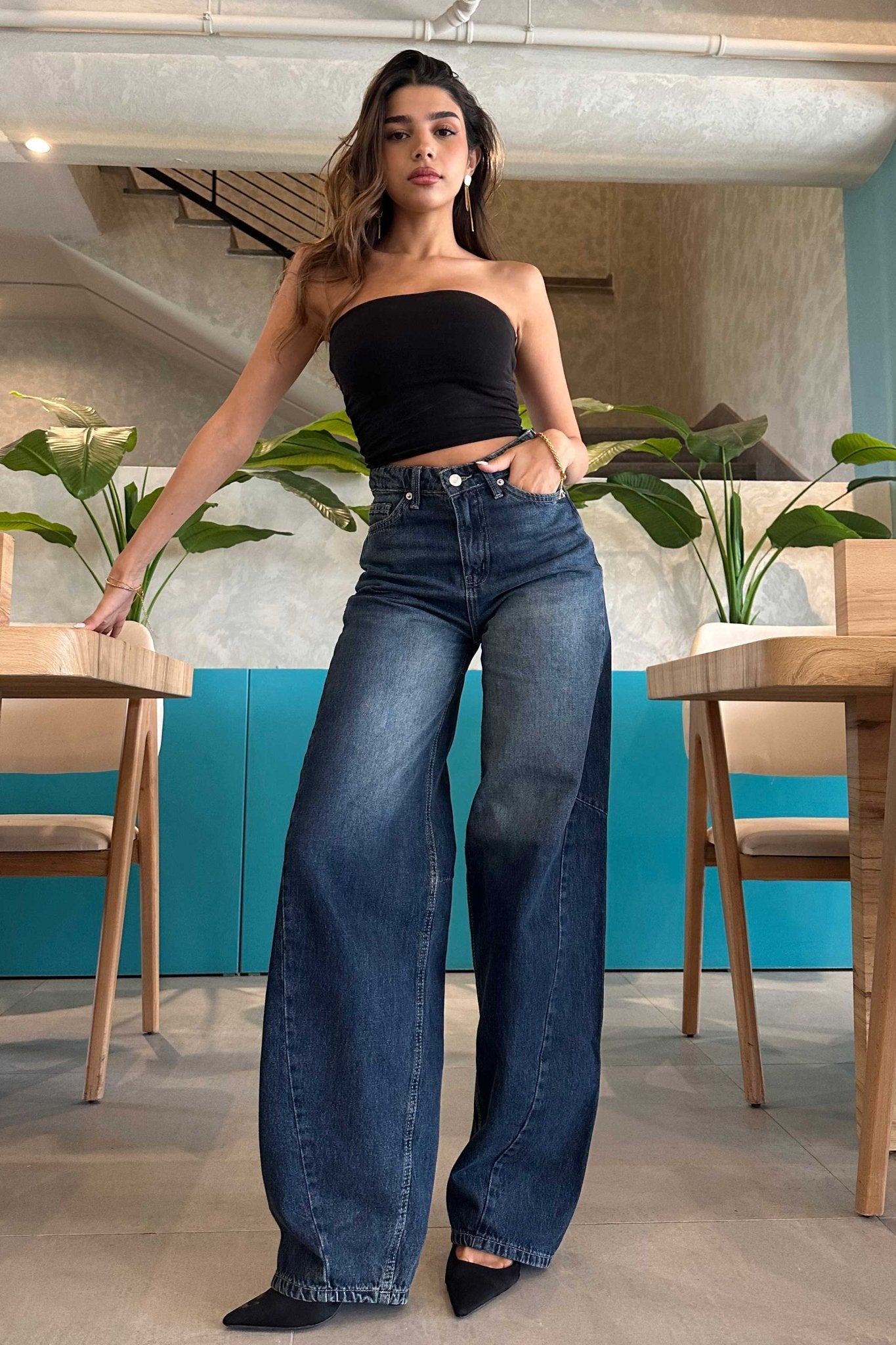 Balloon | High-Waist Midnight Washed Vintage Blue Jeans Baggy CIZARO - Cizaro Jeans
