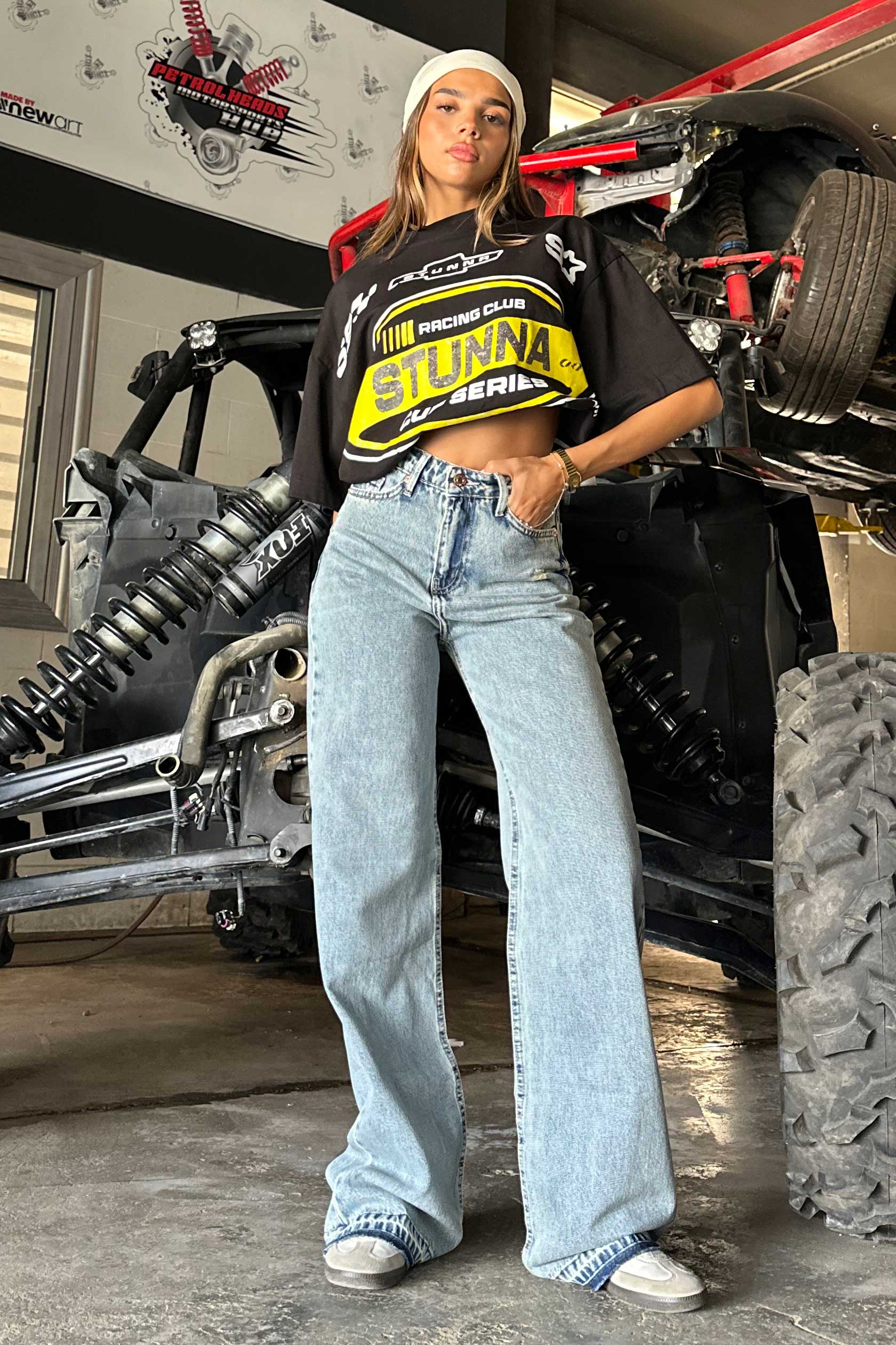 Wide-Leg Raw Hem - High-Waist Light Acid Vintage Blue Jeans wide leg CIZARO - Cizaro Jeans