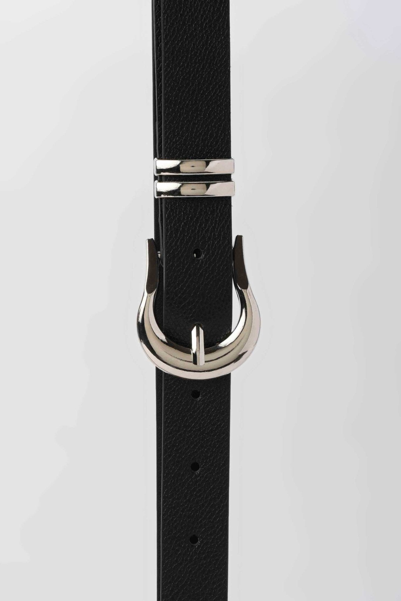 Belt | Black Faux Leather Belt with Western Silver Buckle Belt - Acc CZBELT - Cizaro Jeans