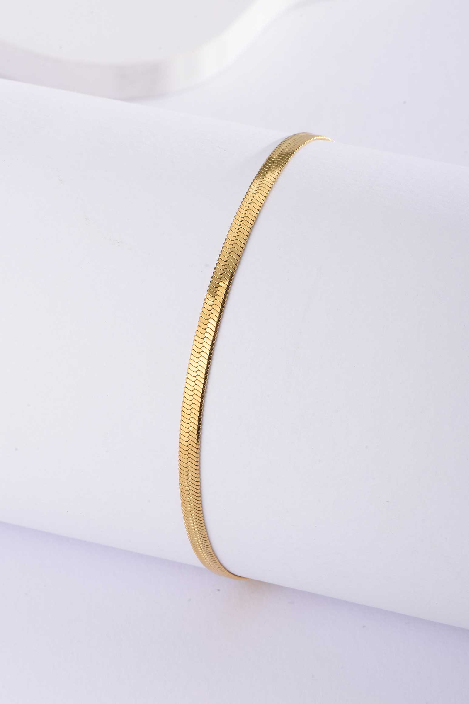 Stainless Steel Bracelet | Sleek Gold Herringbone Chain BRACELET Accessories - Cizaro Jeans