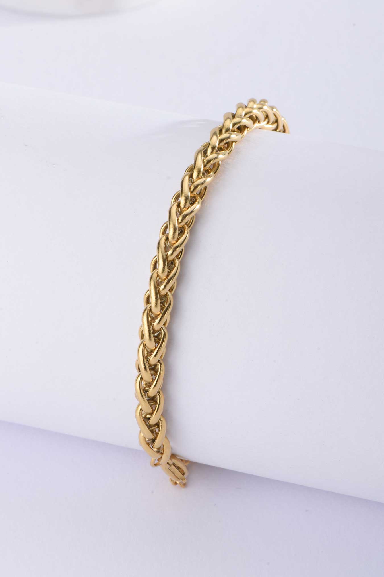 Stainless Steel Bracelet | Polished Gold Braided Chain BRACELET Accessories - Cizaro Jeans