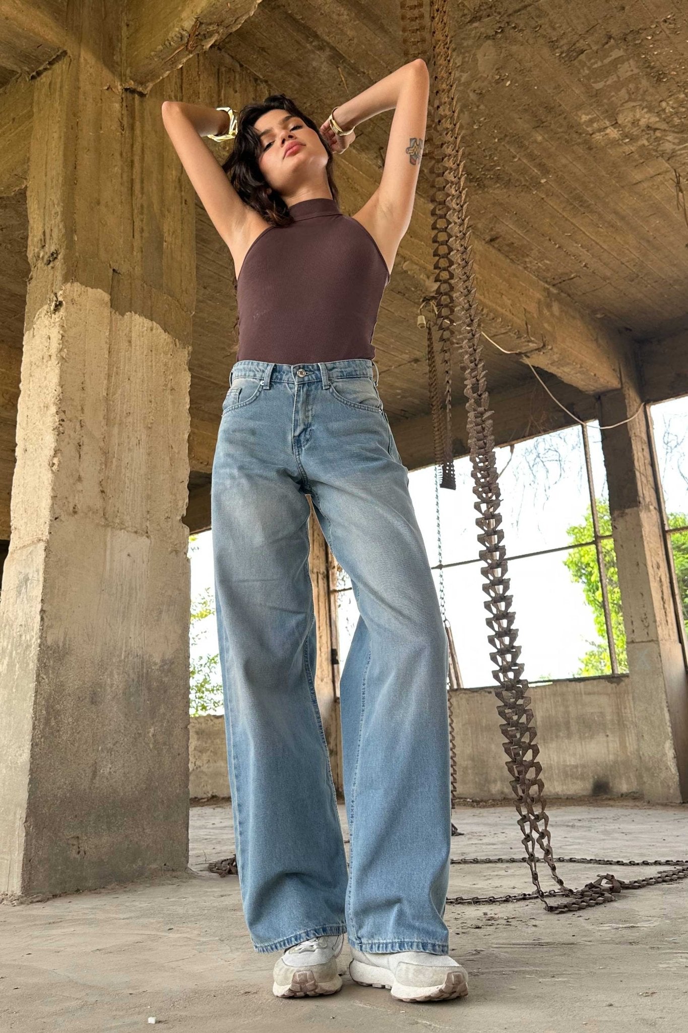 Baggy - High-Waist Light Vintage Blue Jeans baggy CIZARO - Cizaro Jeans