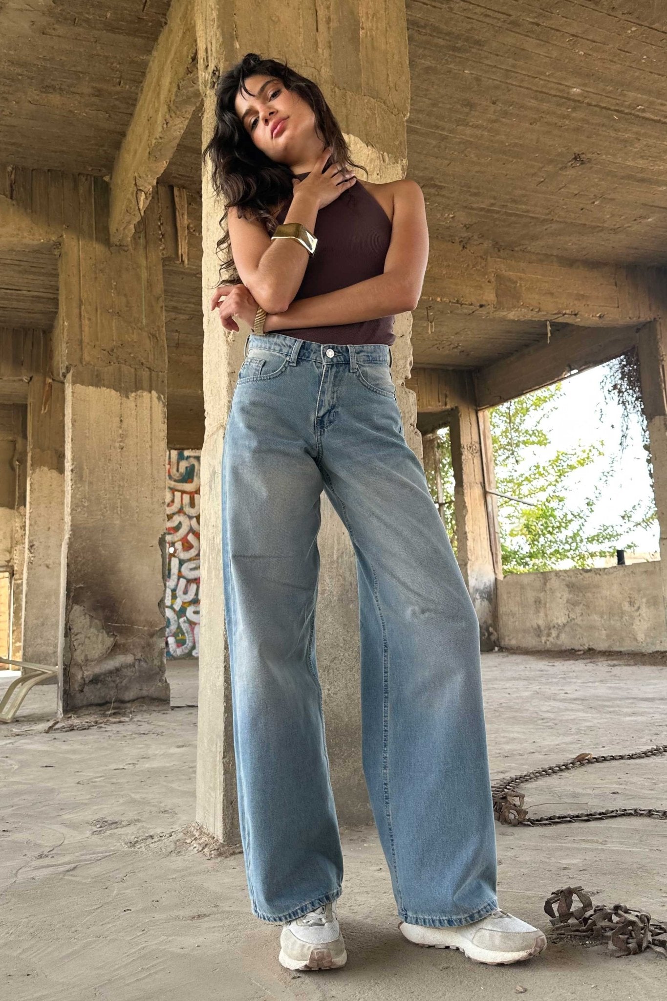 Baggy - High-Waist Light Vintage Blue Jeans baggy CIZARO - Cizaro Jeans