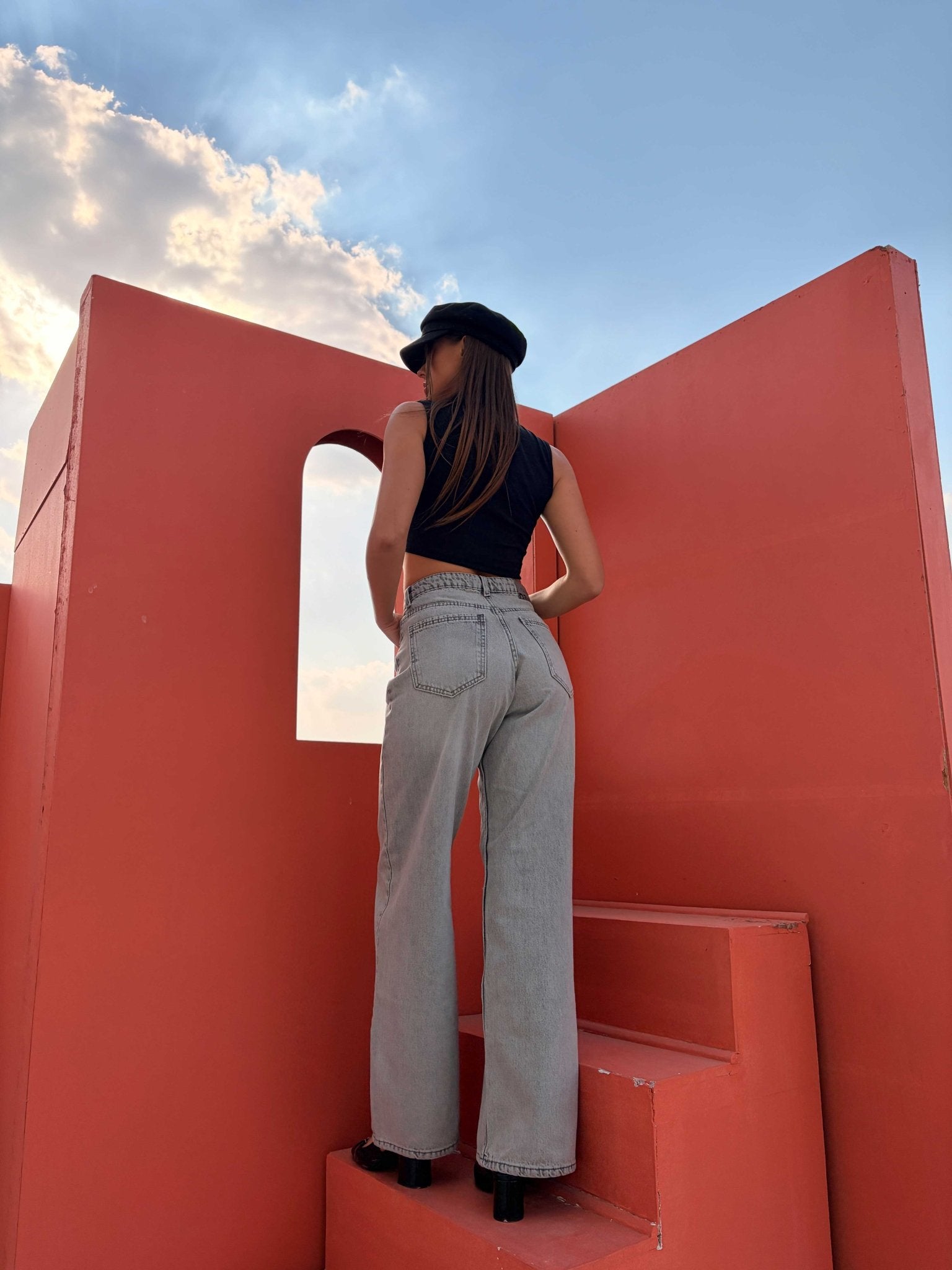 Baggy – Mid Rise Light Acid Grey Jeans Mom-Fit CIZARO - Cizaro Jeans