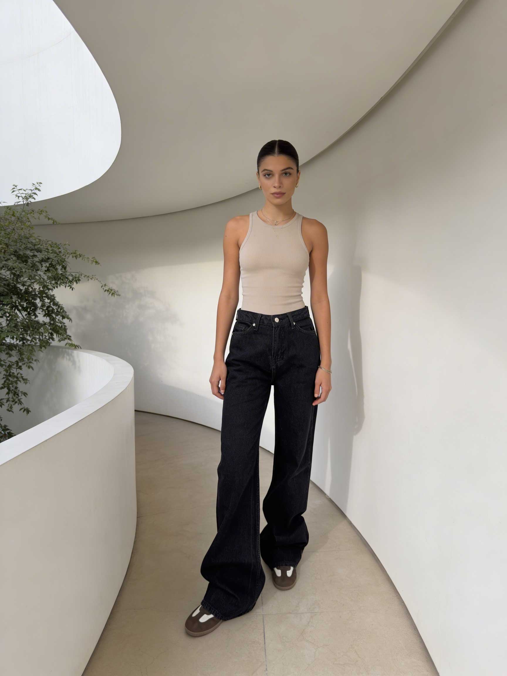 Baggy High-Waist Flex Waist – Washed Black Jeans baggy CIZARO - Cizaro Jeans
