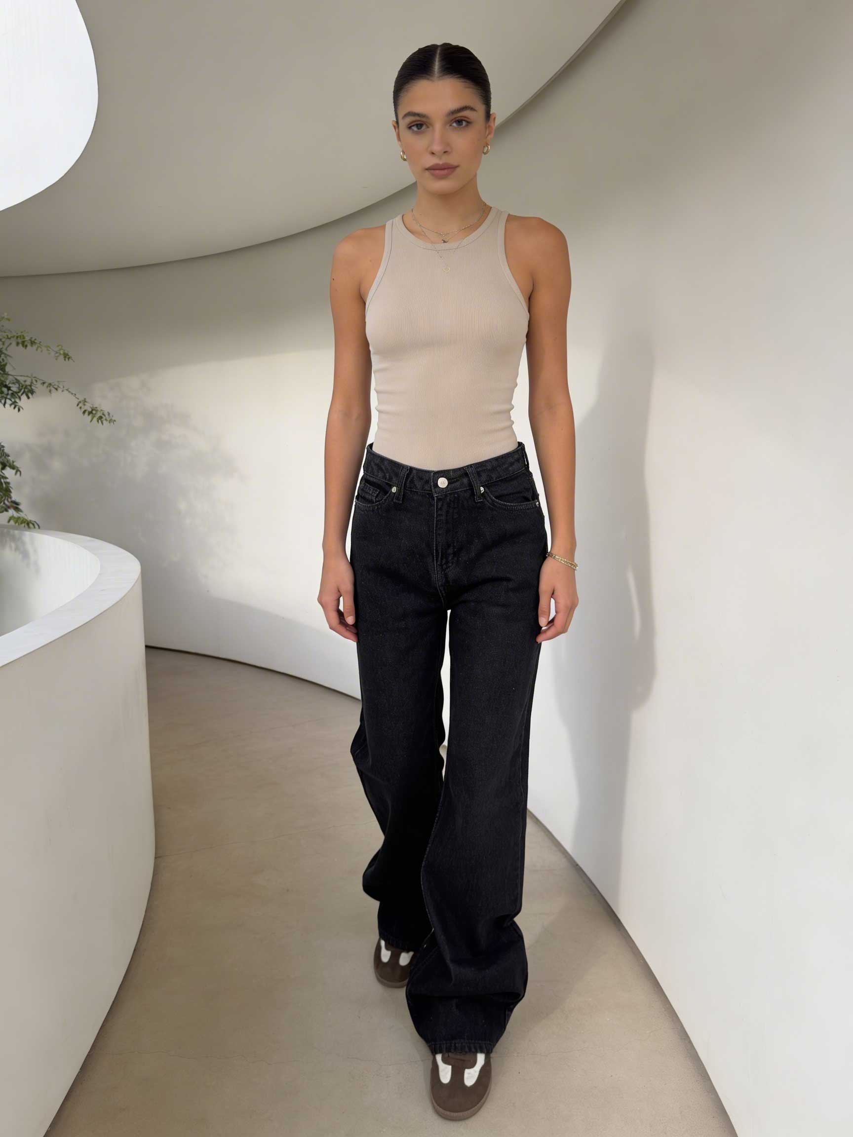 Baggy High-Waist Flex Waist – Washed Black Jeans baggy CIZARO - Cizaro Jeans