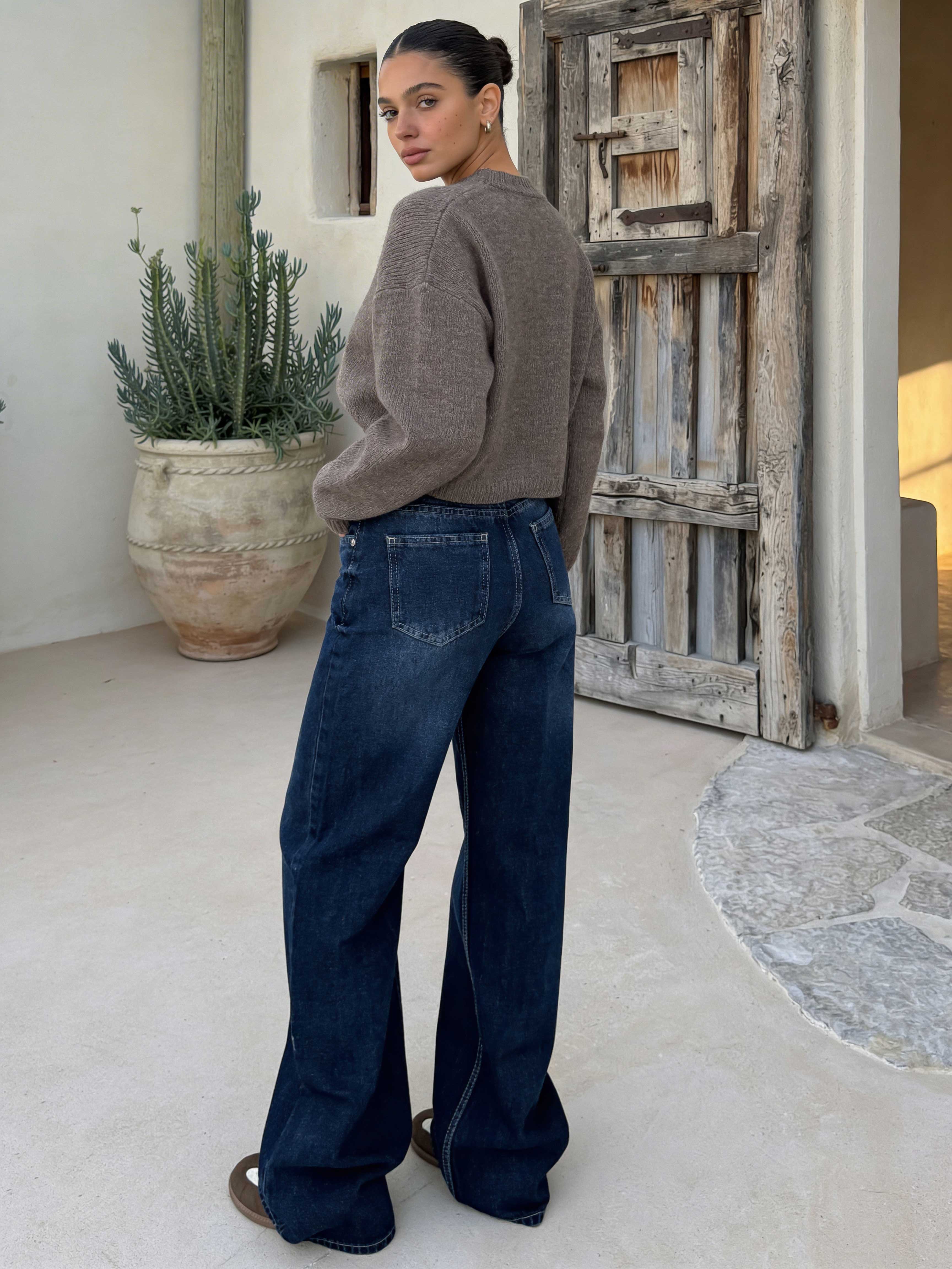 Baggy , High waist Deep ocean blue jeans Baggy CIZARO - Cizaro Jeans