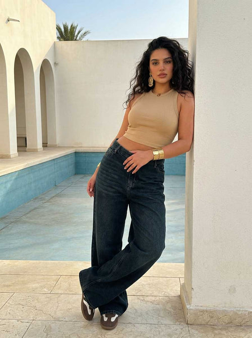 Curvy Fit Baggy – High-Waist Dark Vintage Blue Jeans Baggy - Curvy Fit CIZARO - Cizaro Jeans