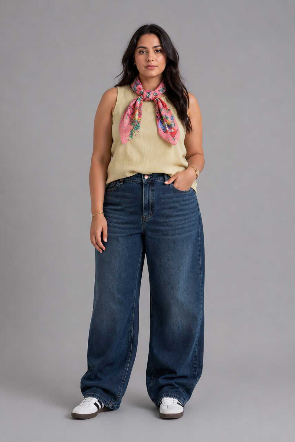 Curvy Fit Baggy – High-Waist Dark Vintage Blue Jeans Baggy - Curvy Fit CIZARO - Cizaro Jeans