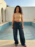 Curvy Fit Baggy – High-Waist Dark Vintage Blue Jeans Baggy - Curvy Fit CIZARO - Cizaro Jeans