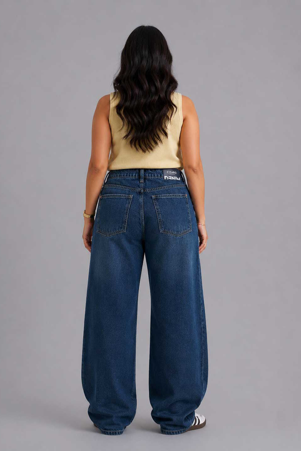 Curvy Fit Baggy – High-Waist Dark Vintage Blue Jeans Baggy - Curvy Fit CIZARO - Cizaro Jeans
