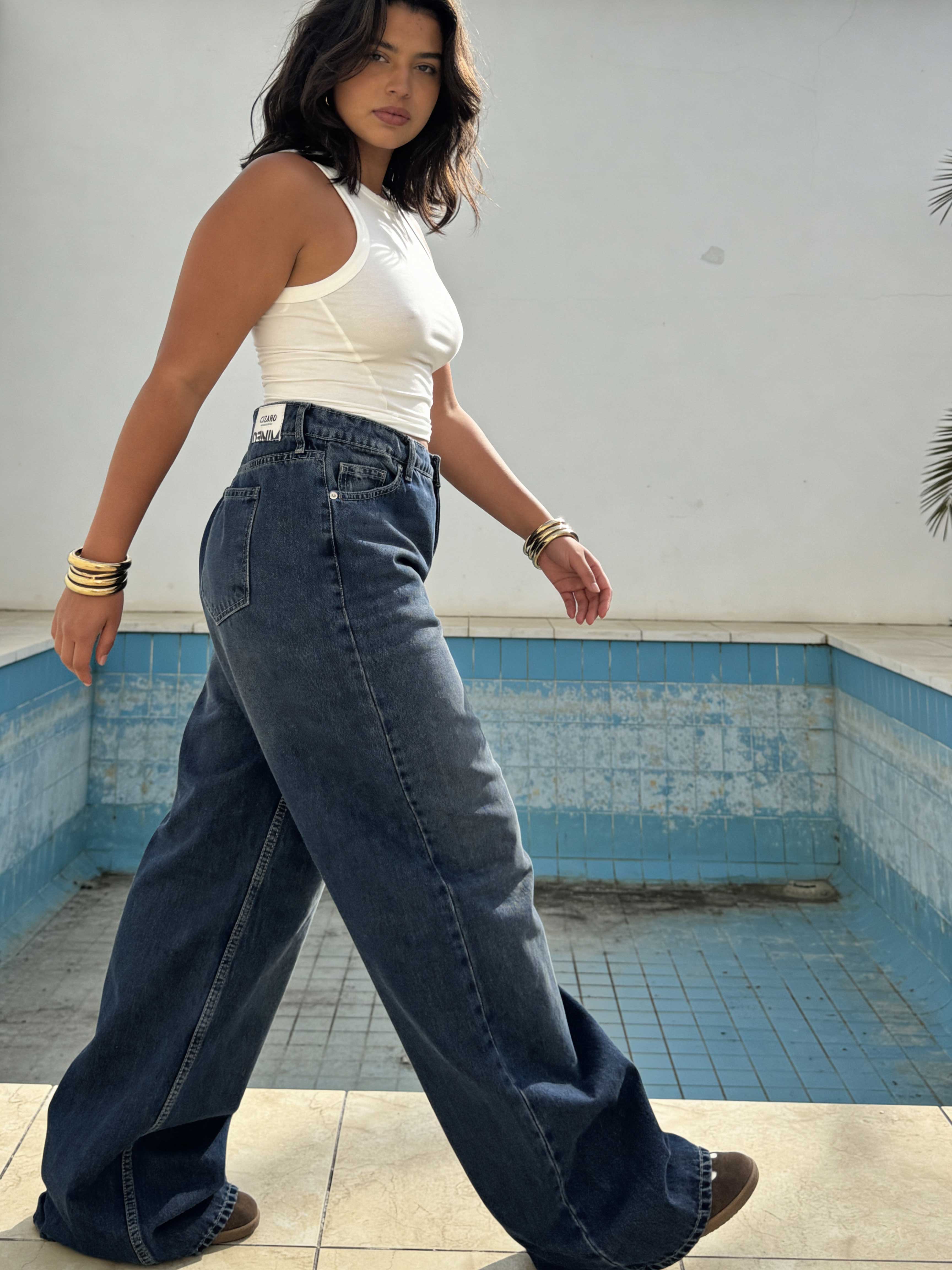 Curvy Fit – Baggy High-Waist Vintage Blue Jeans Baggy - Curvy fit CIZARO - Cizaro Jeans