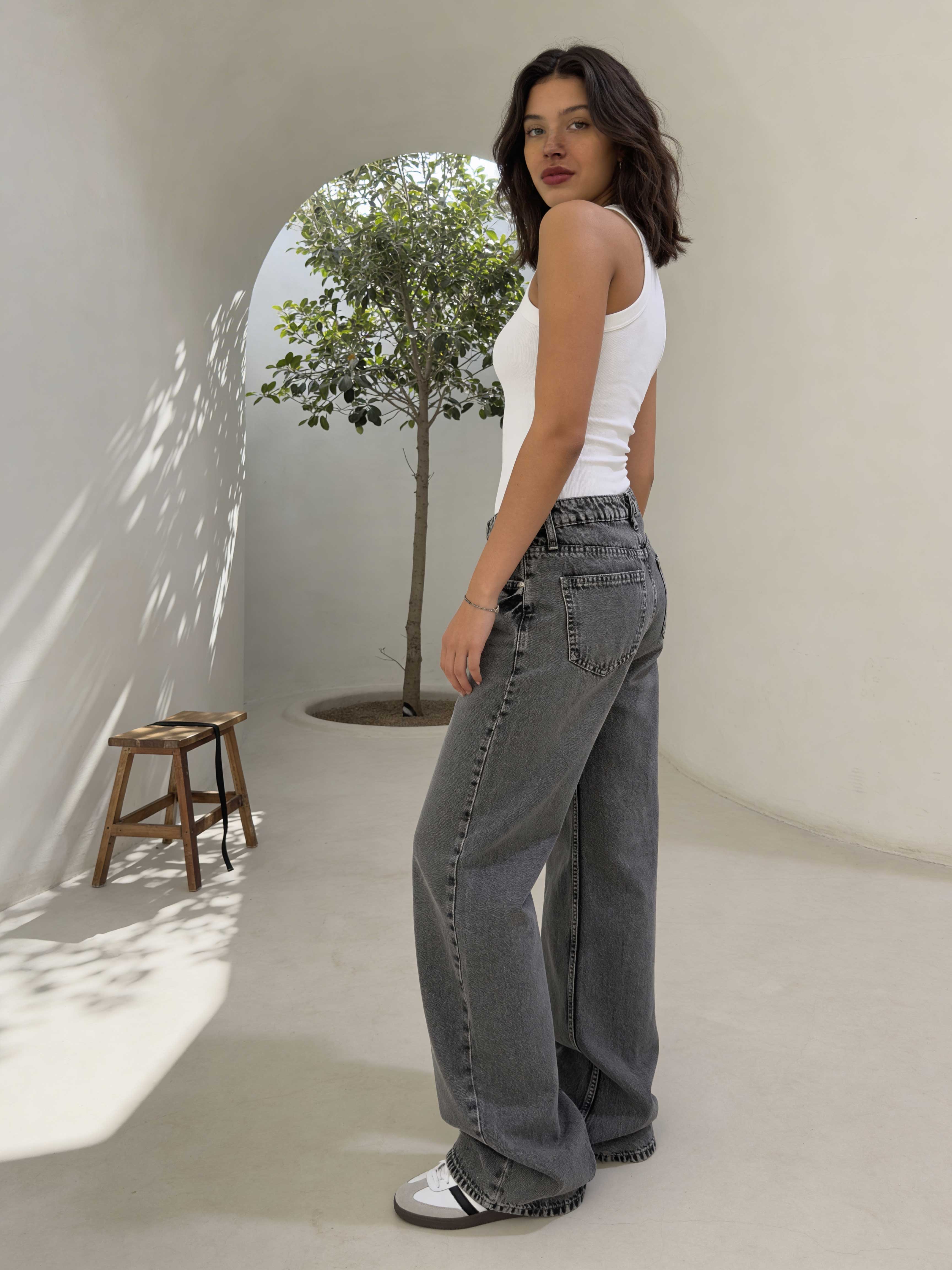 Crossover Baggy – Mid-Waist Perfect Grey Jeans Baggy CIZARO - Cizaro Jeans