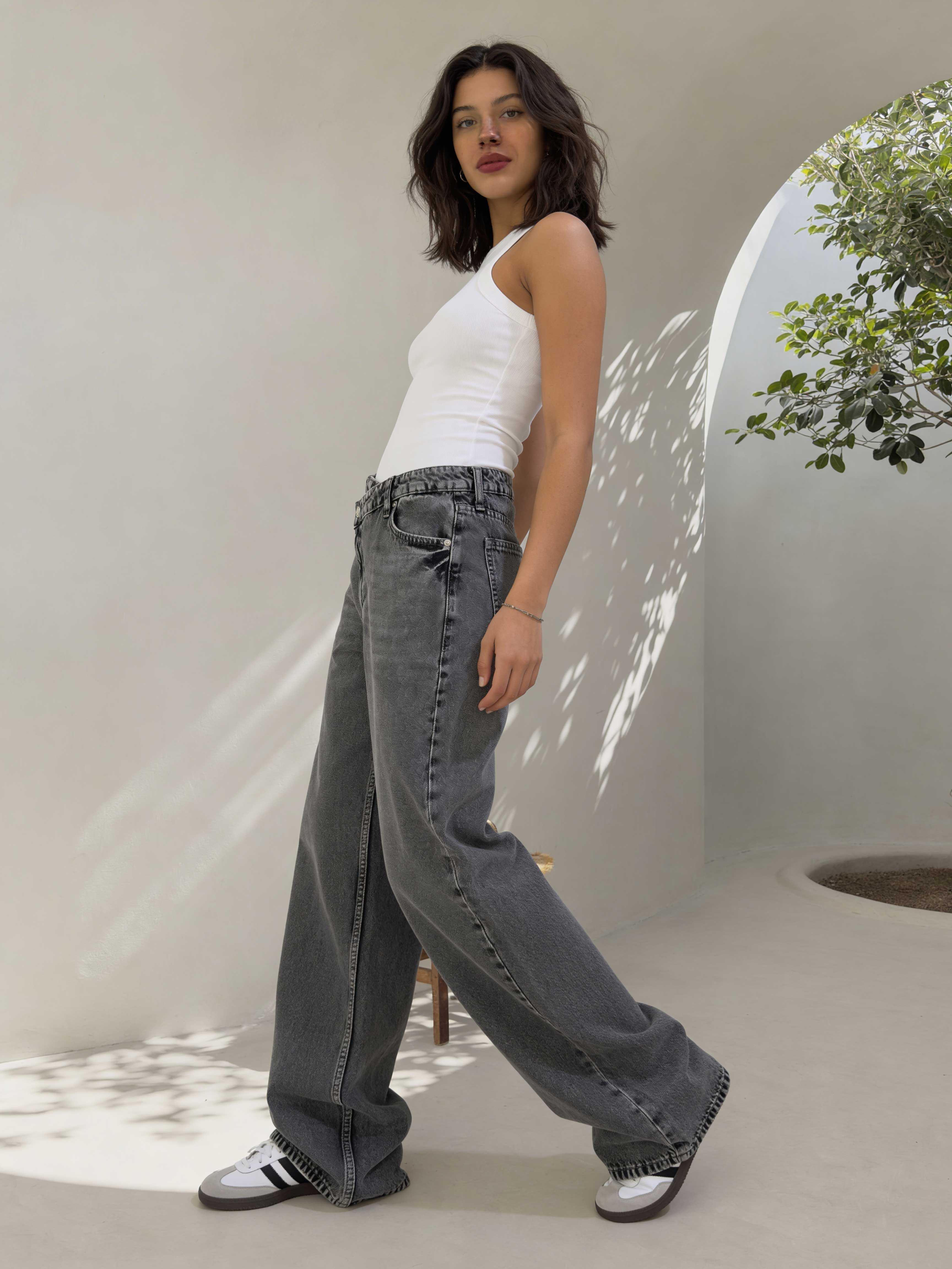 Crossover Baggy – Mid-Waist Perfect Grey Jeans Baggy CIZARO - Cizaro Jeans