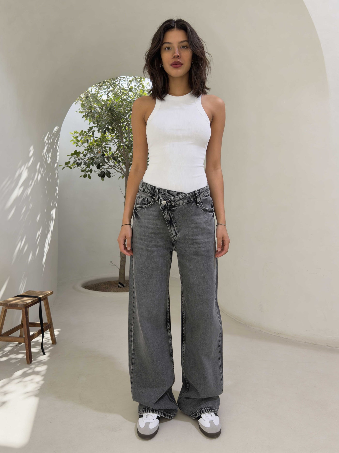 Crossover Baggy – Mid-Waist Perfect Grey Jeans Baggy CIZARO - Cizaro Jeans