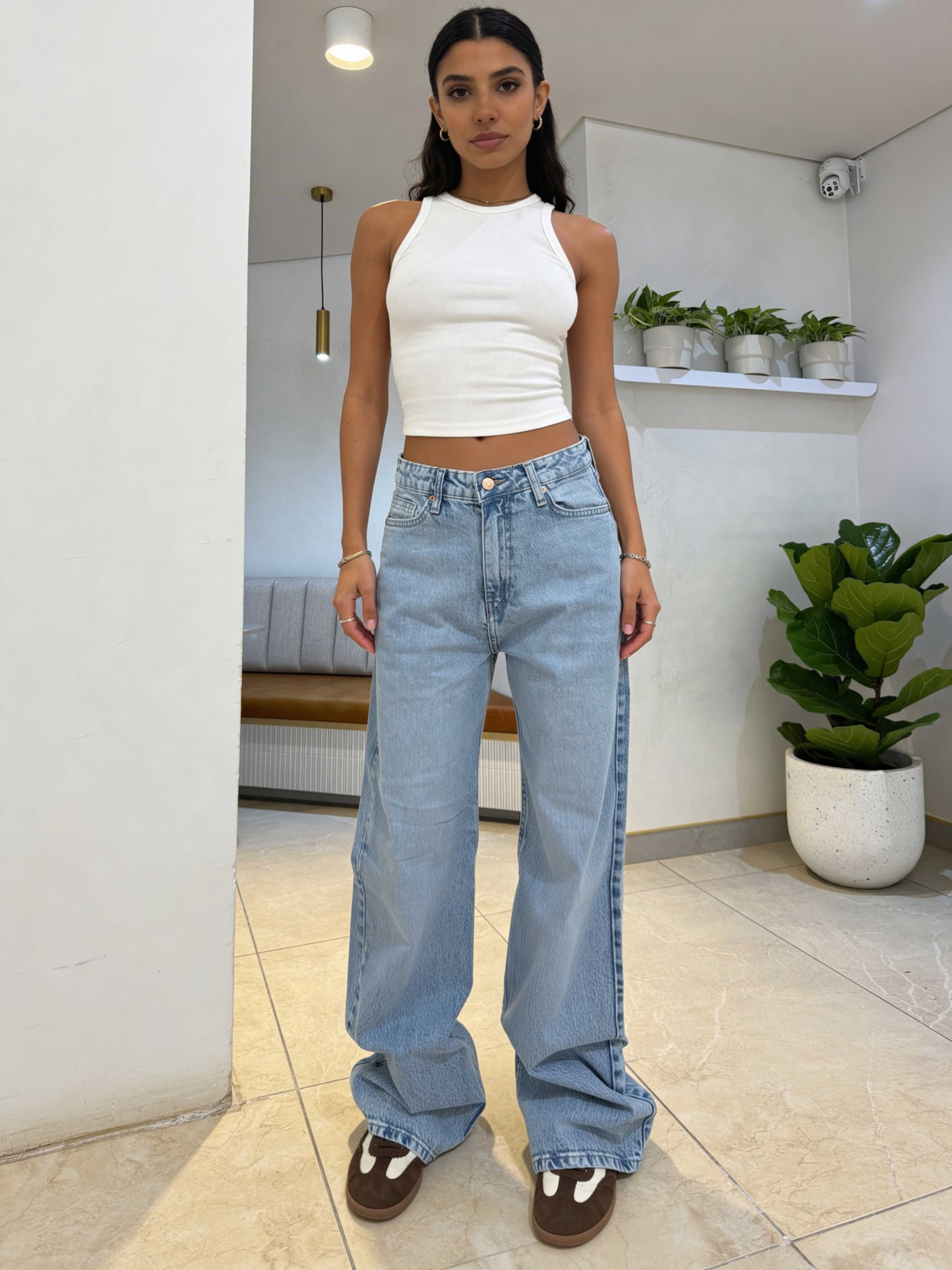 Baggy - High-Waist Icey Blue Jeans Baggy CIZARO - Cizaro Jeans