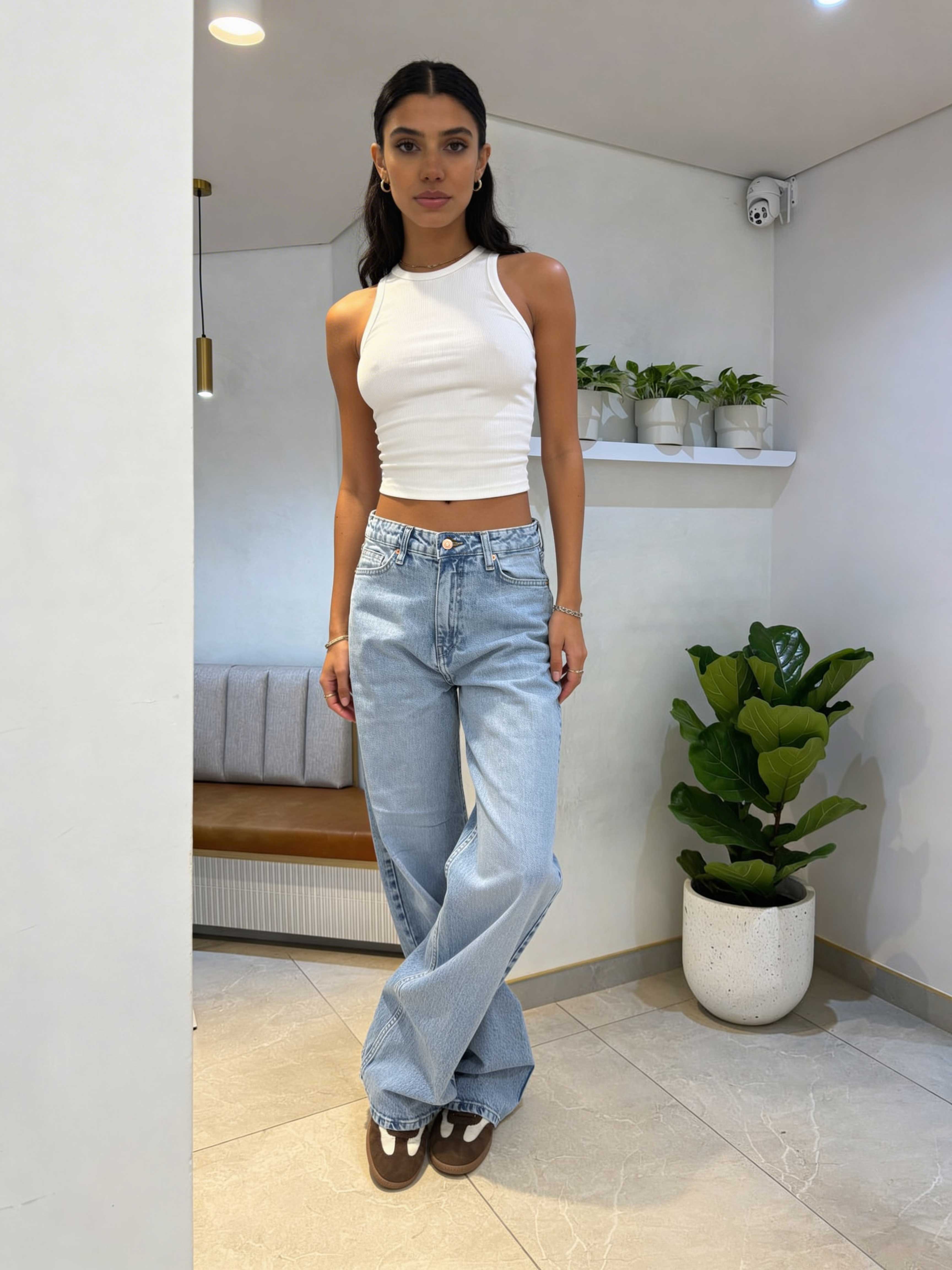 Baggy - High-Waist Icey Blue Jeans Baggy CIZARO - Cizaro Jeans