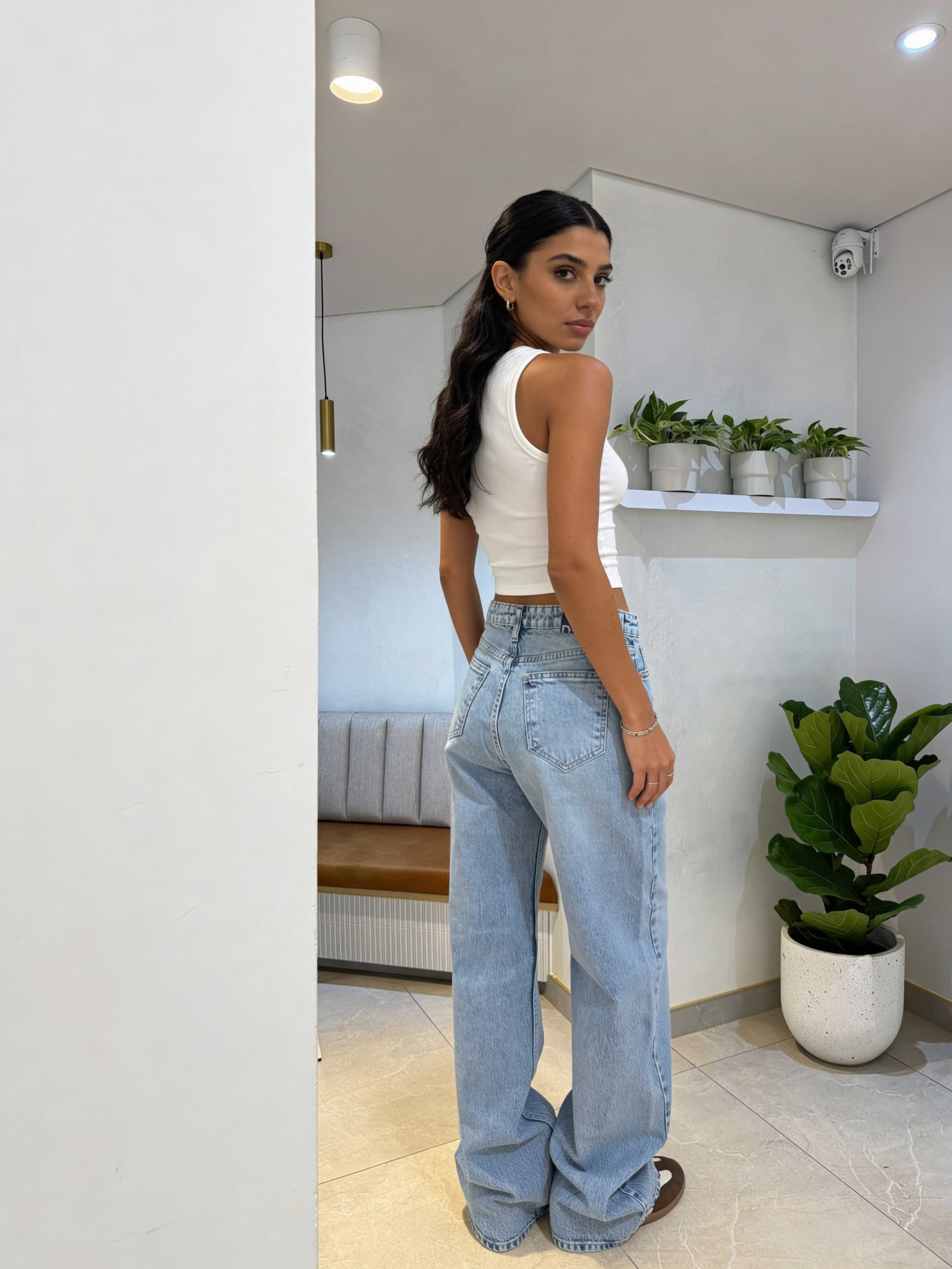 Baggy - High-Waist Icey Blue Jeans Baggy CIZARO - Cizaro Jeans