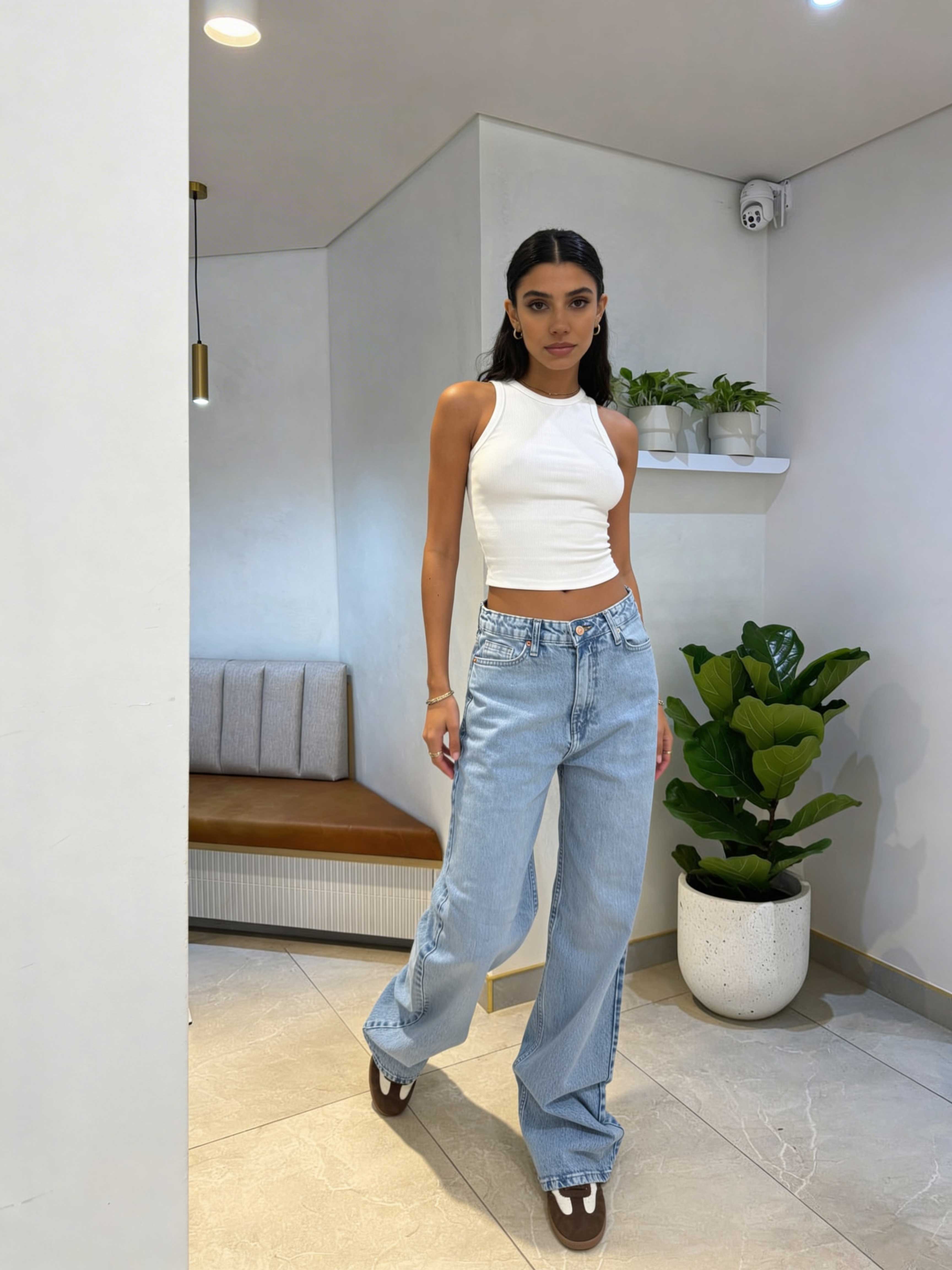 Baggy - High-Waist Icey Blue Jeans Baggy CIZARO - Cizaro Jeans