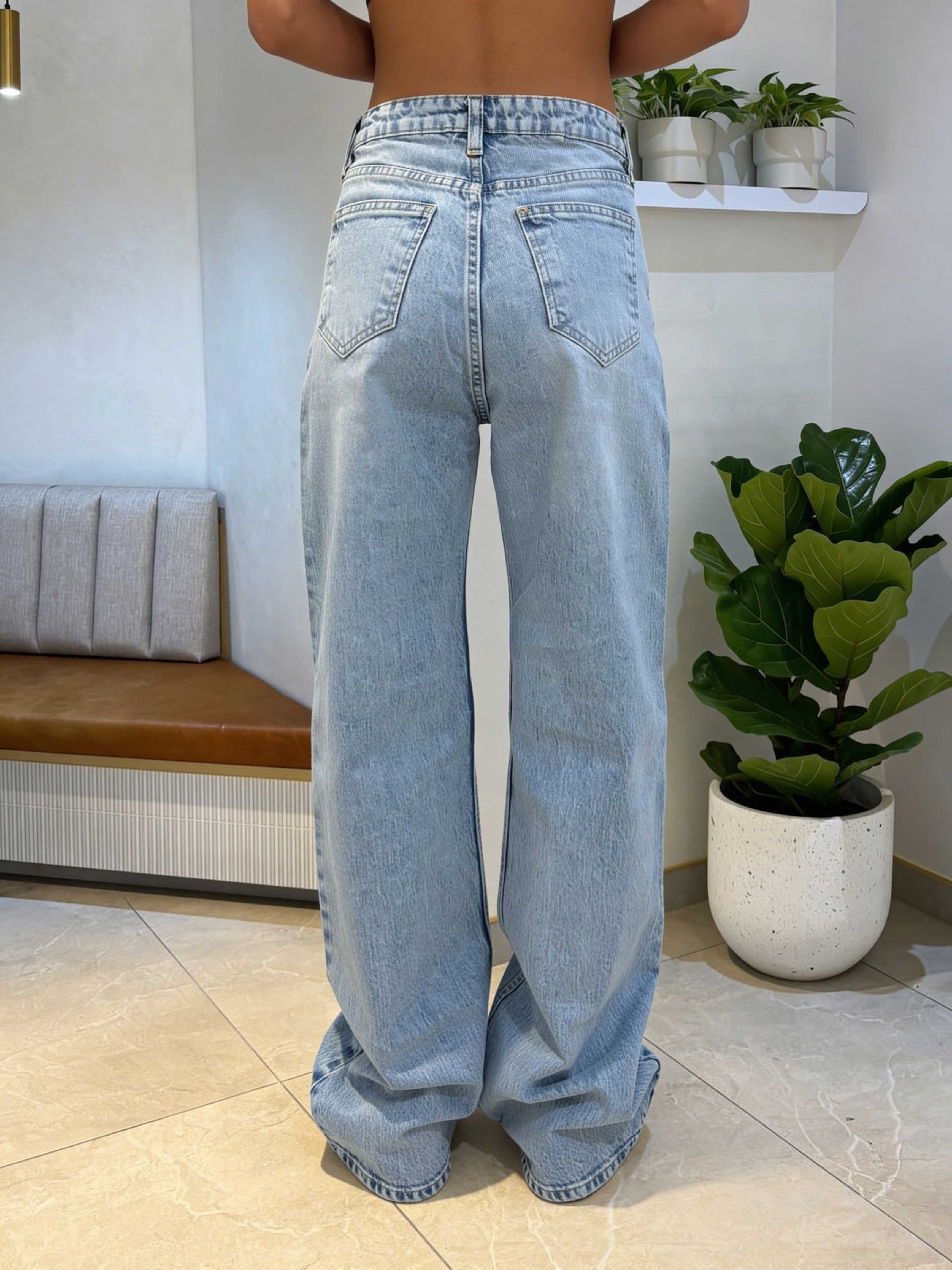 Baggy - High-Waist Icey Blue Jeans Baggy CIZARO - Cizaro Jeans