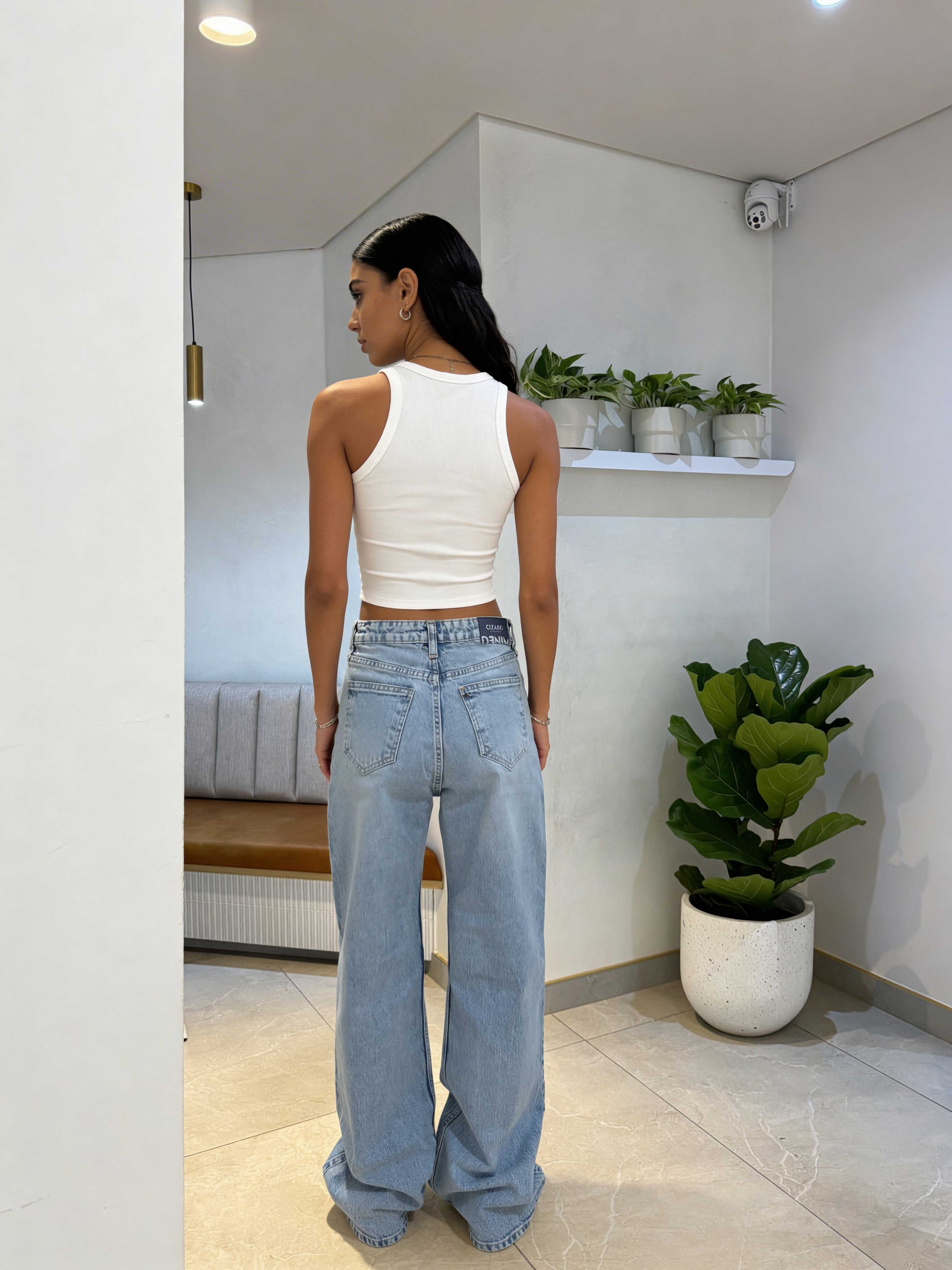 Baggy - High-Waist Icey Blue Jeans Baggy CIZARO - Cizaro Jeans