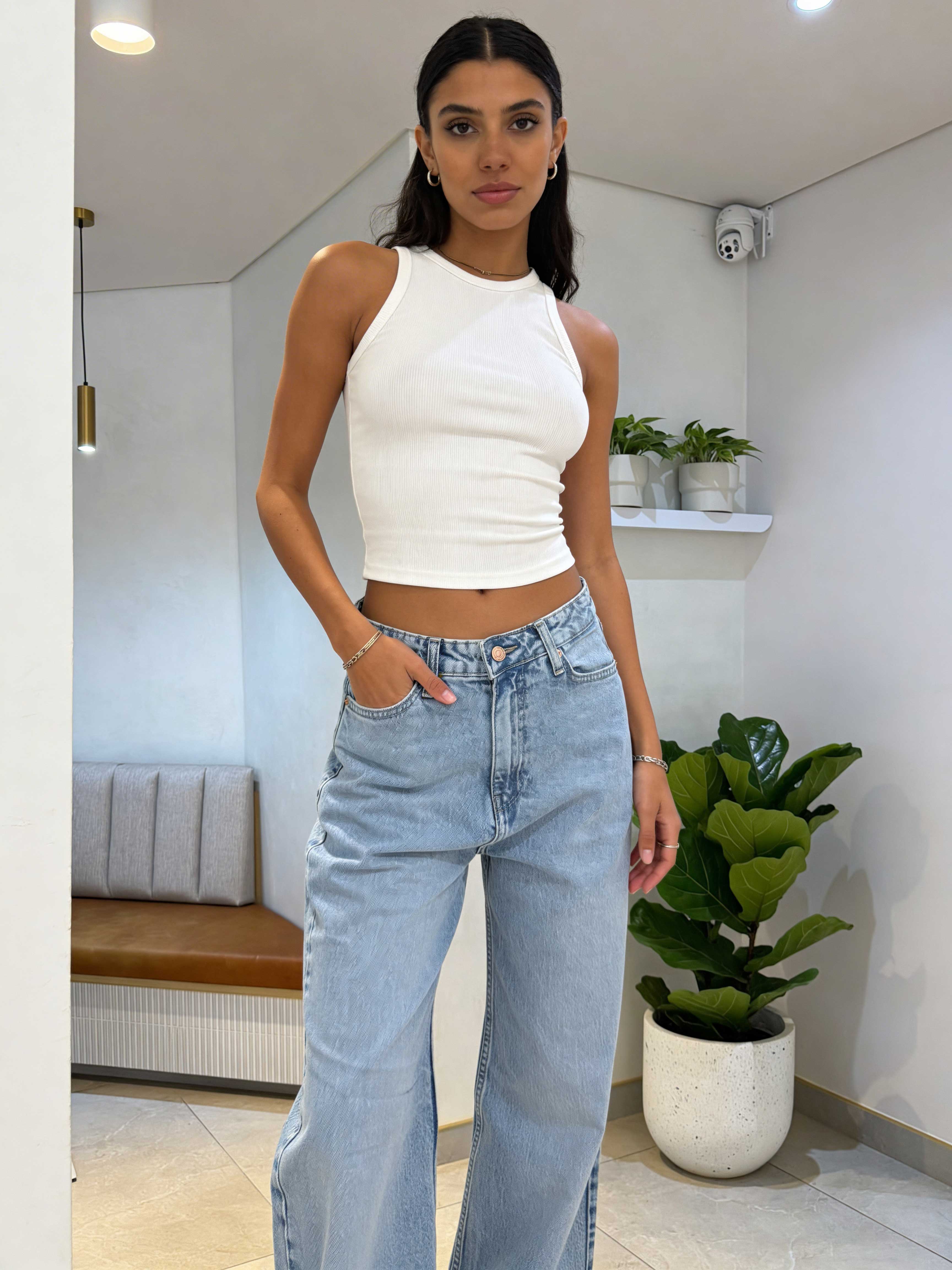 Baggy - High-Waist Icey Blue Jeans Baggy CIZARO - Cizaro Jeans