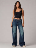 Baggy – Mid Waist Midnight Tide Blue Jeans Baggy CIZARO - Cizaro Jeans