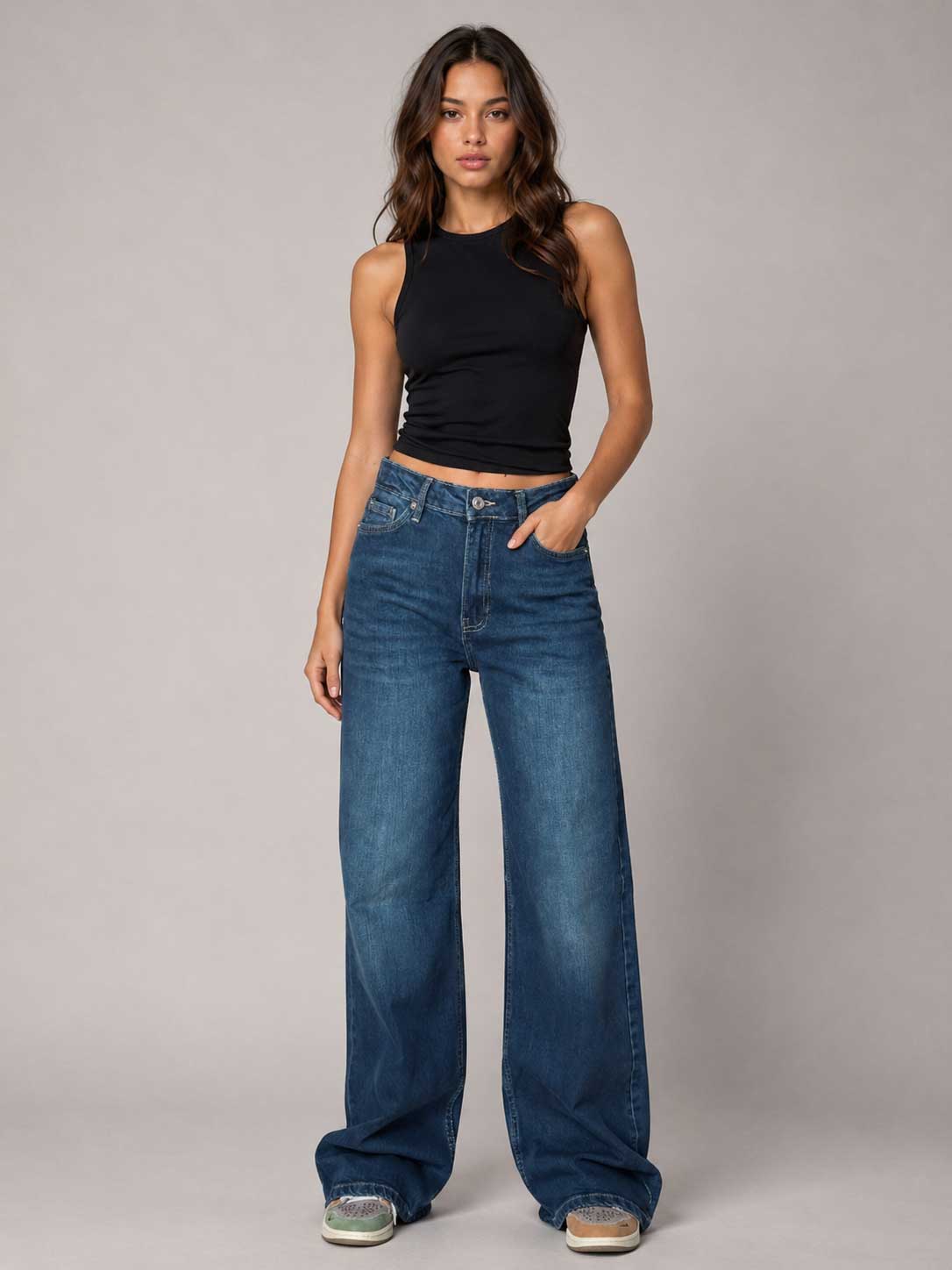 Baggy High Waist – Vintage Green Jeans Baggy CIZARO - Cizaro Jeans