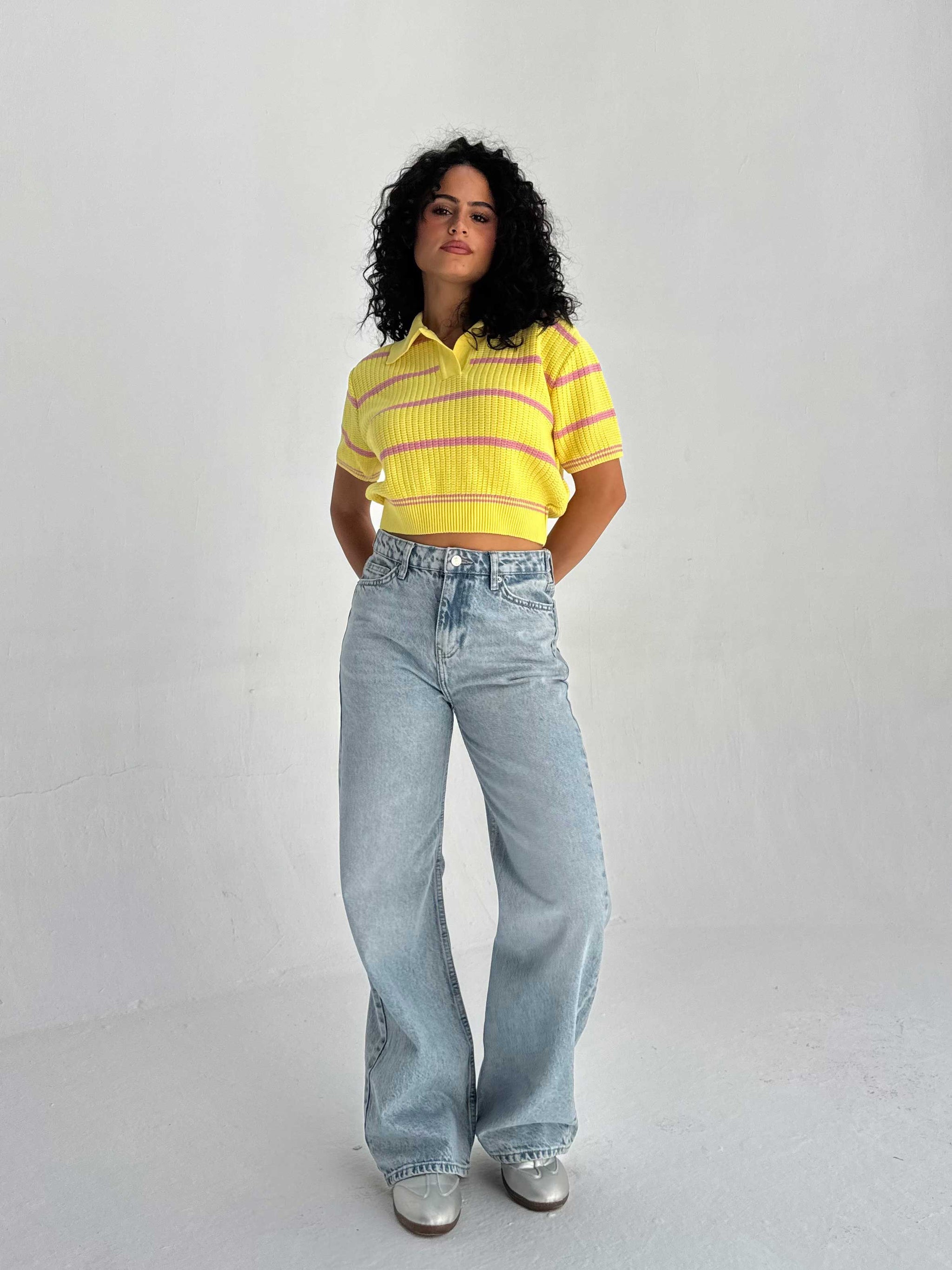 Baggy High Waist Flex Waist – Light Acid Blue Jeans Baggy CIZARO - Cizaro Jeans