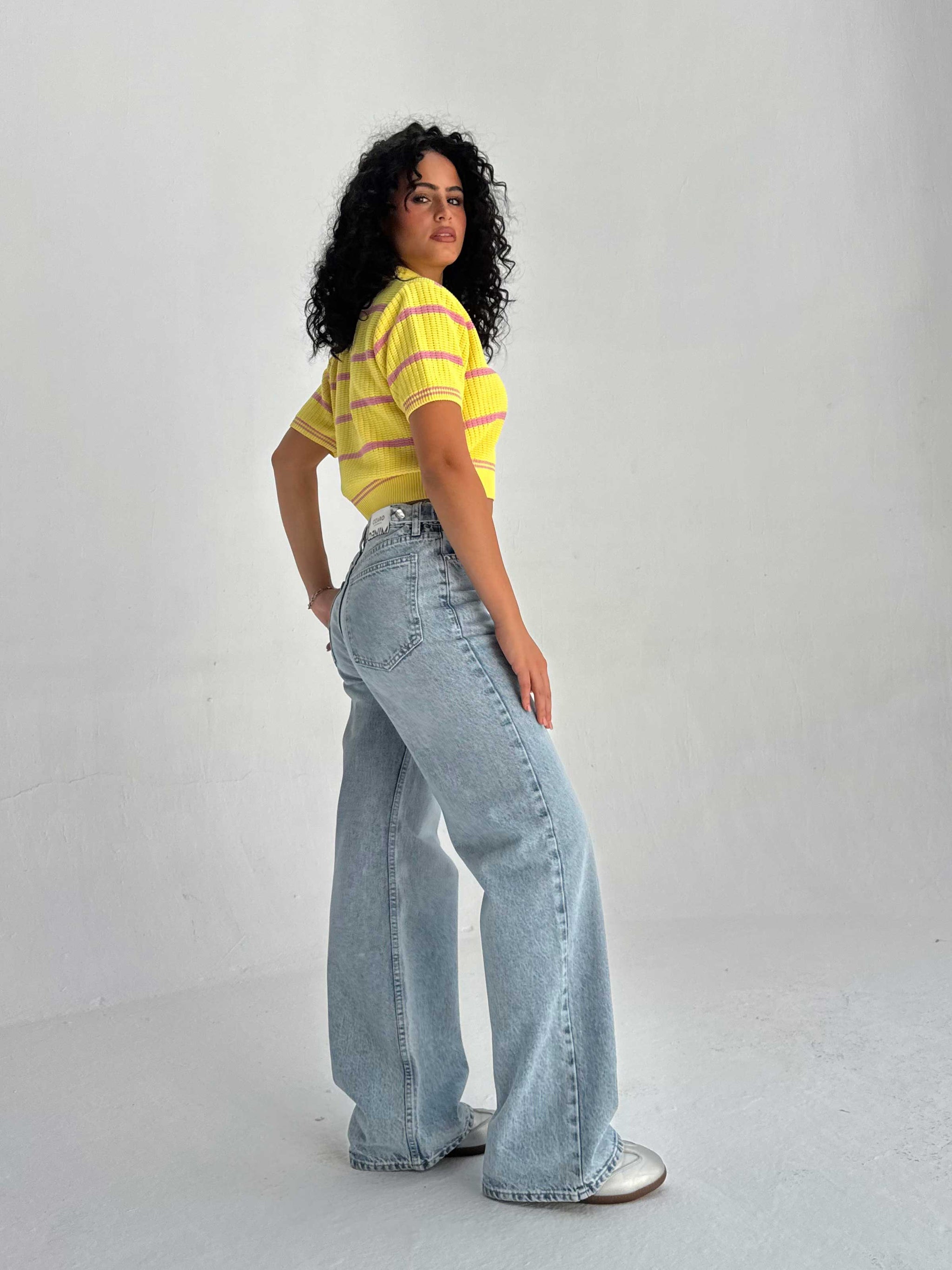 Baggy High Waist Flex Waist – Light Acid Blue Jeans Baggy CIZARO - Cizaro Jeans