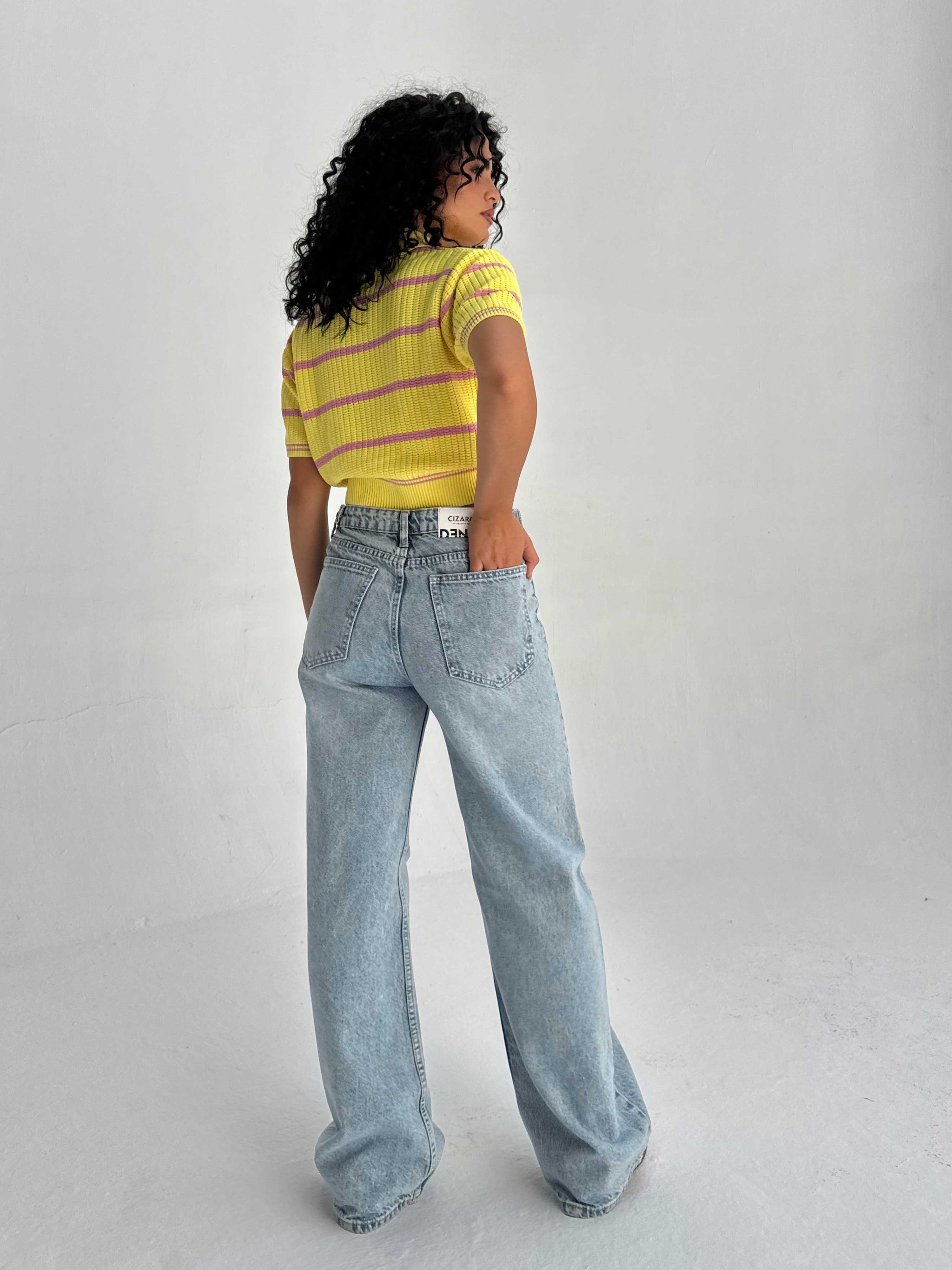 Baggy High Waist Flex Waist – Light Acid Blue Jeans Baggy CIZARO - Cizaro Jeans
