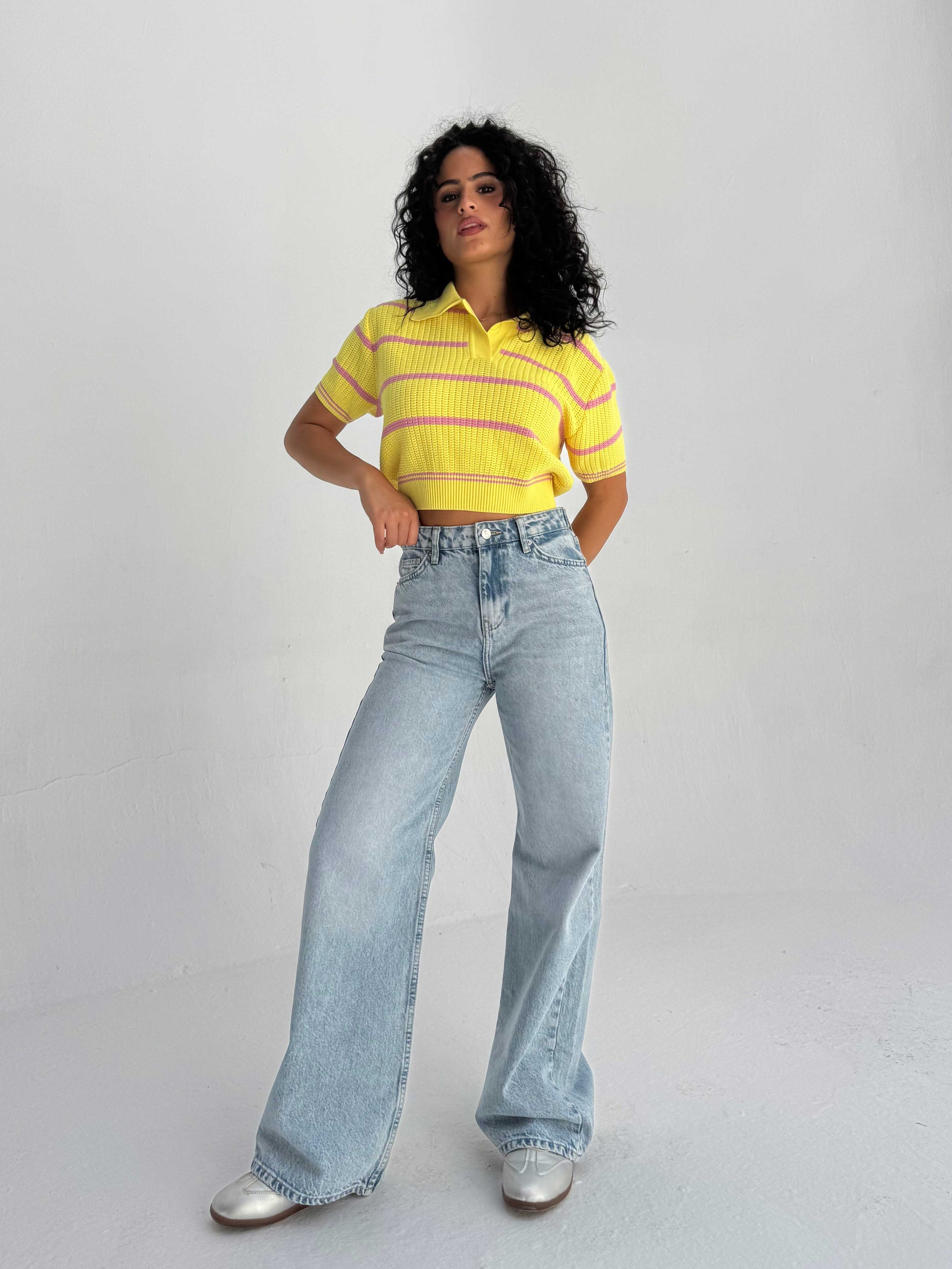 Baggy High Waist Flex Waist – Light Acid Blue Jeans Baggy CIZARO - Cizaro Jeans