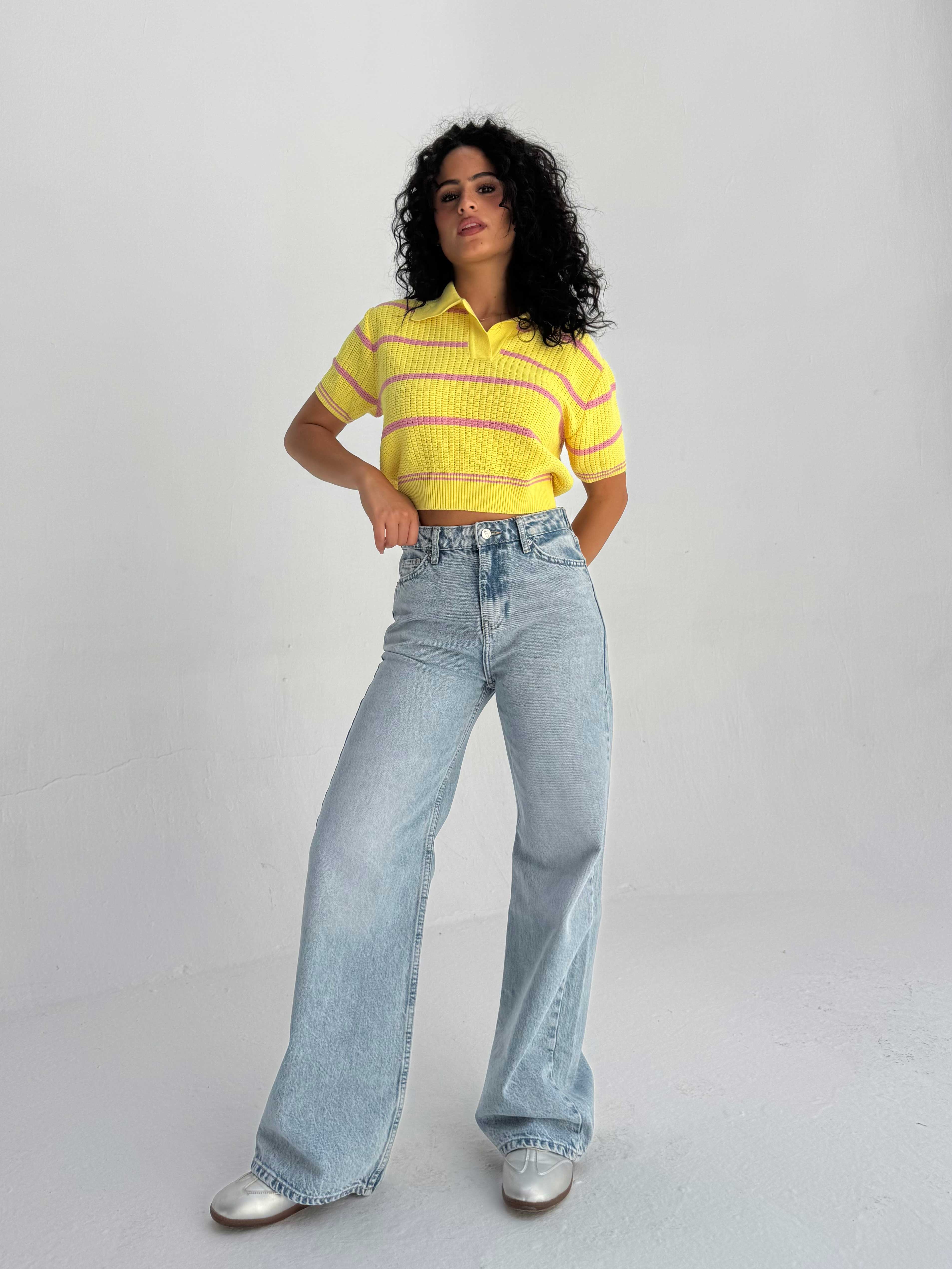 Baggy High Waist Flex Waist – Light Acid Blue Jeans