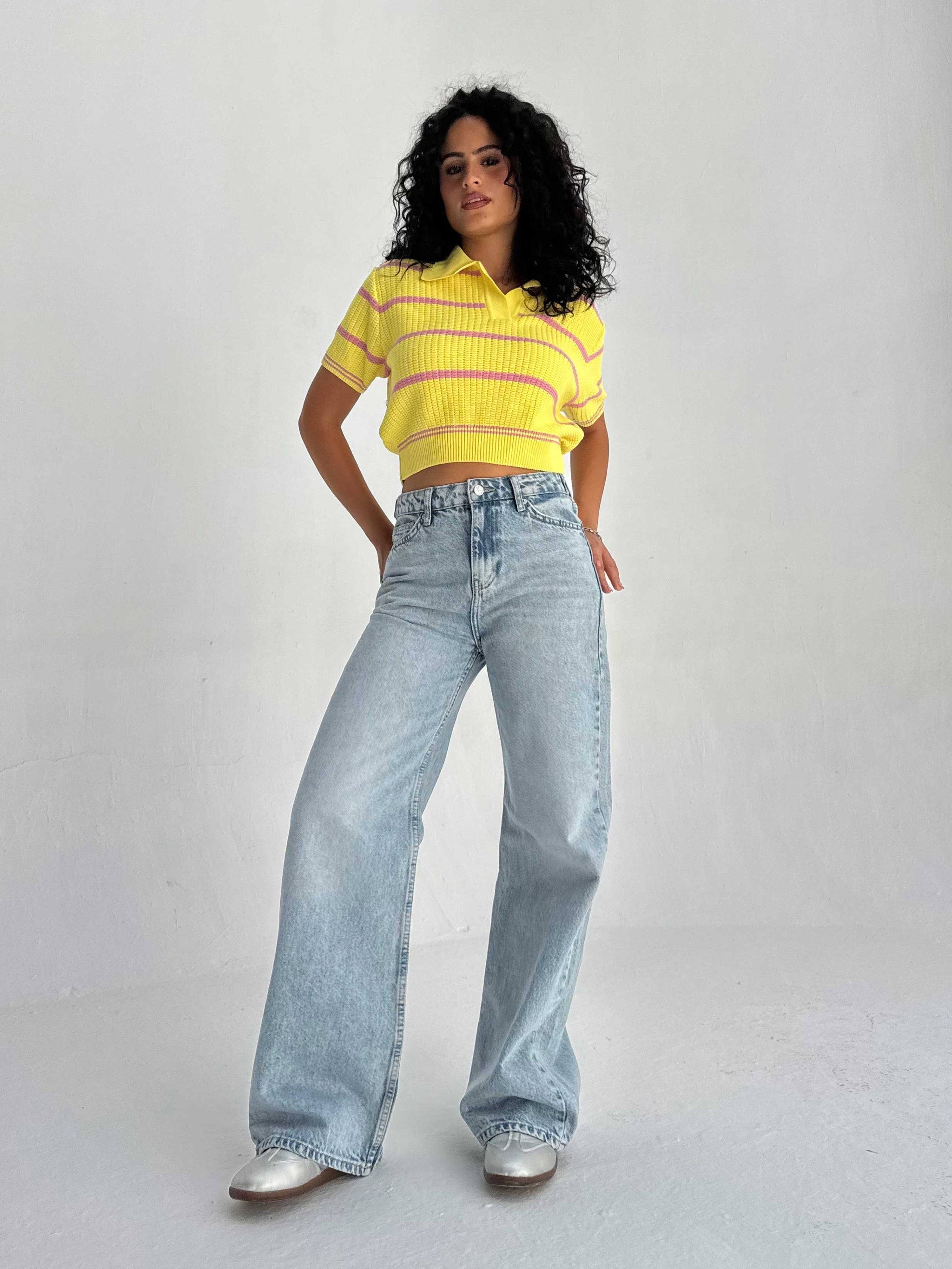 Baggy High Waist Flex Waist – Light Acid Blue Jeans Baggy CIZARO - Cizaro Jeans