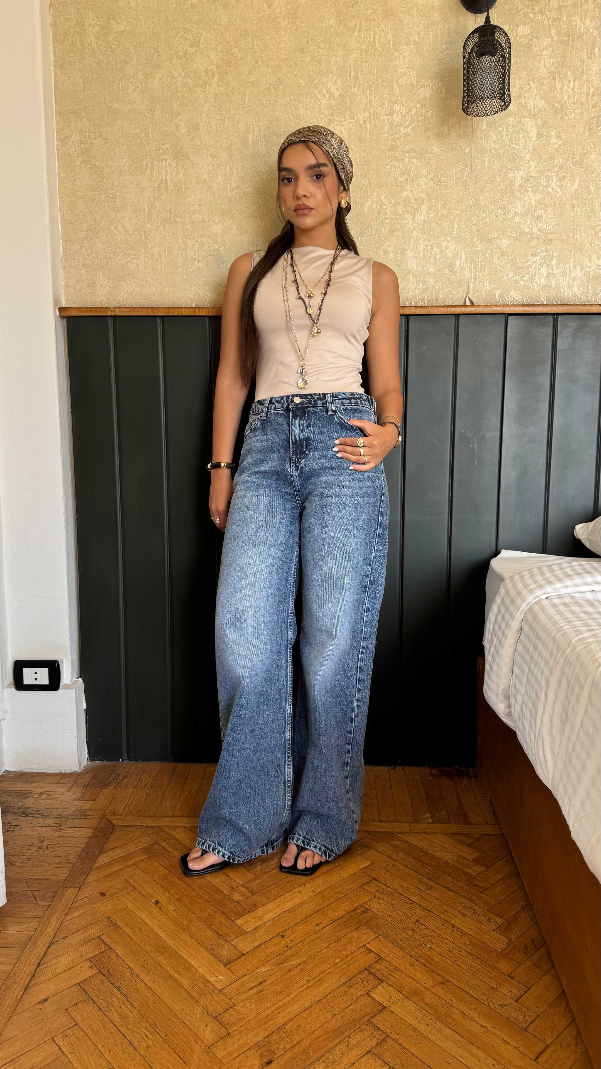 Baggy High-Waist Flex Waist Cloud-Washed Vintage Blue Jeans
