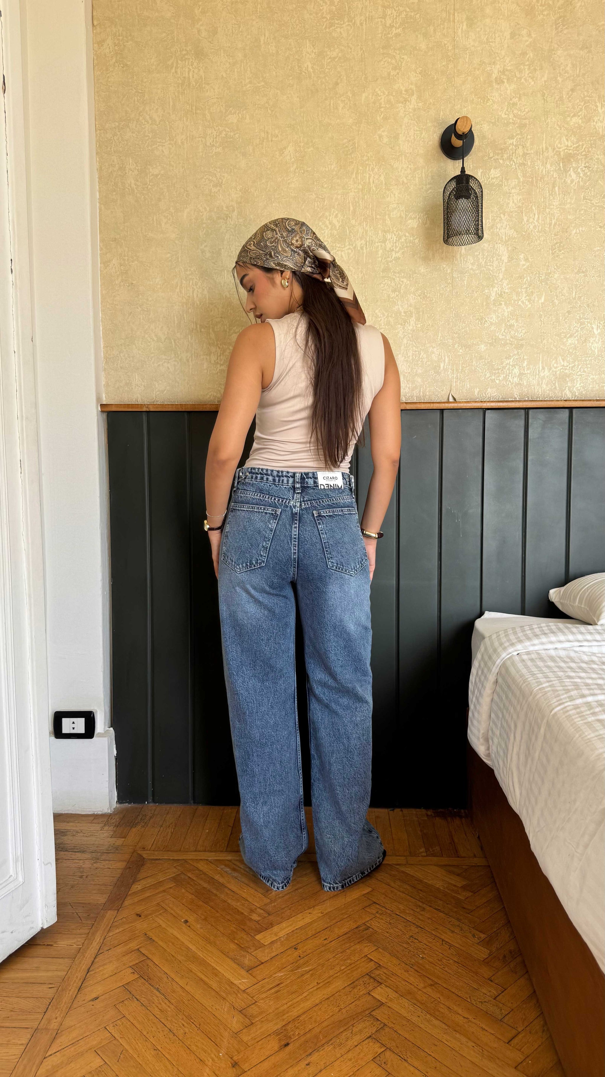 Baggy High-Waist Flex Waist Cloud-Washed Vintage Blue Jeans