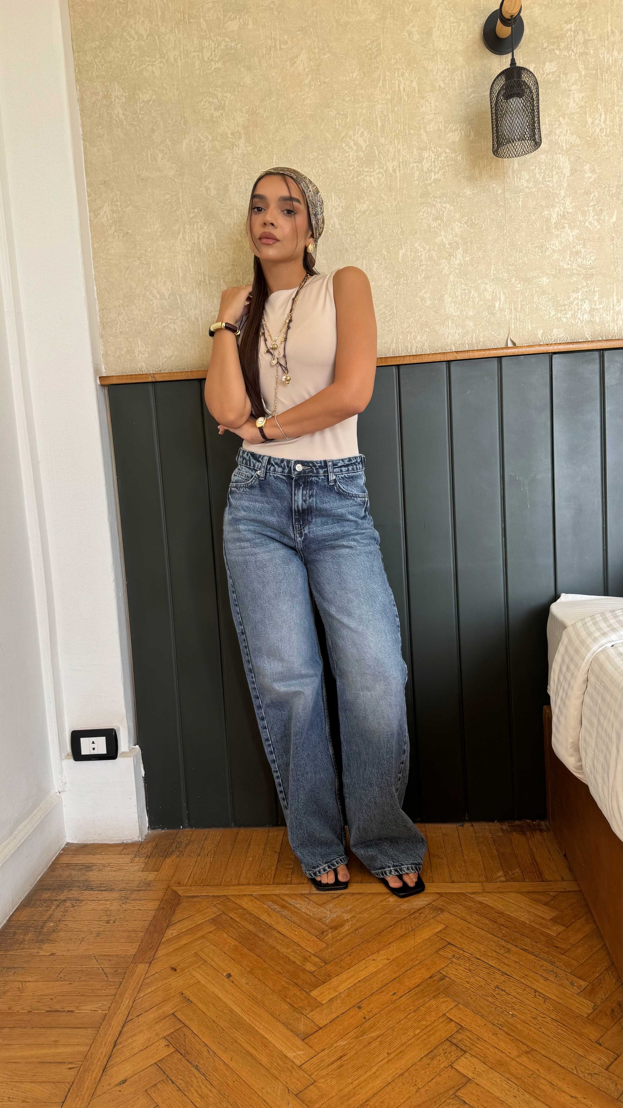 Baggy High-Waist Flex Waist Cloud-Washed Vintage Blue Jeans