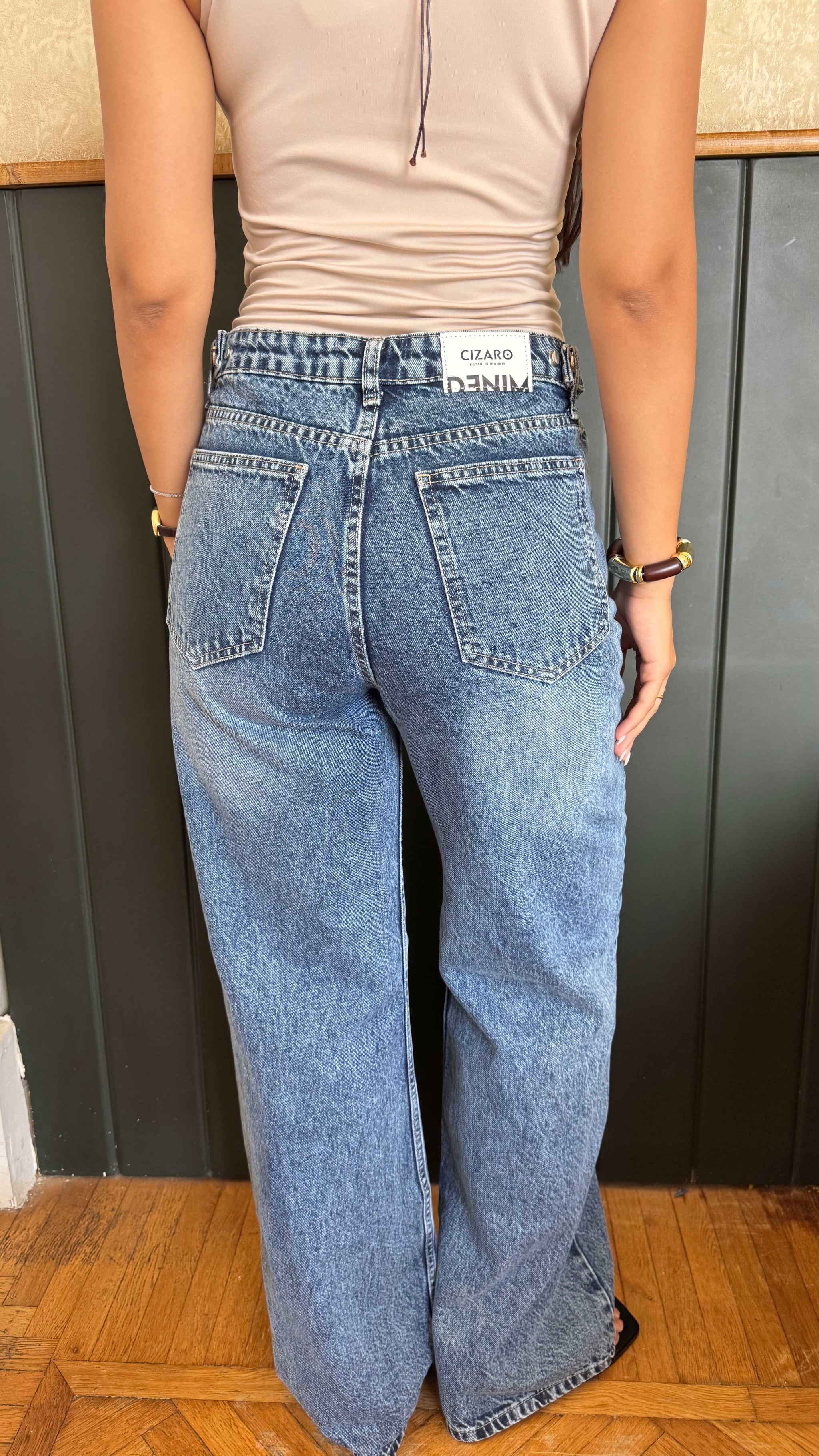 Baggy High-Waist Flex Waist Cloud-Washed Vintage Blue Jeans