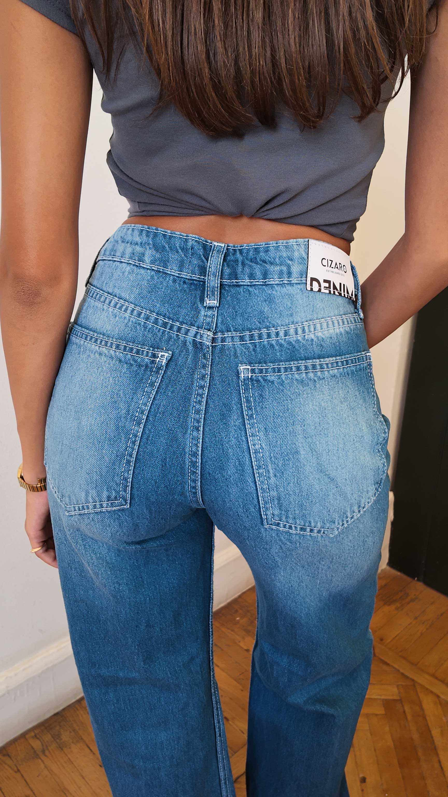 Baggy High-Waist Light Vintage Blue Jeans Baggy CIZARO - Cizaro Jeans
