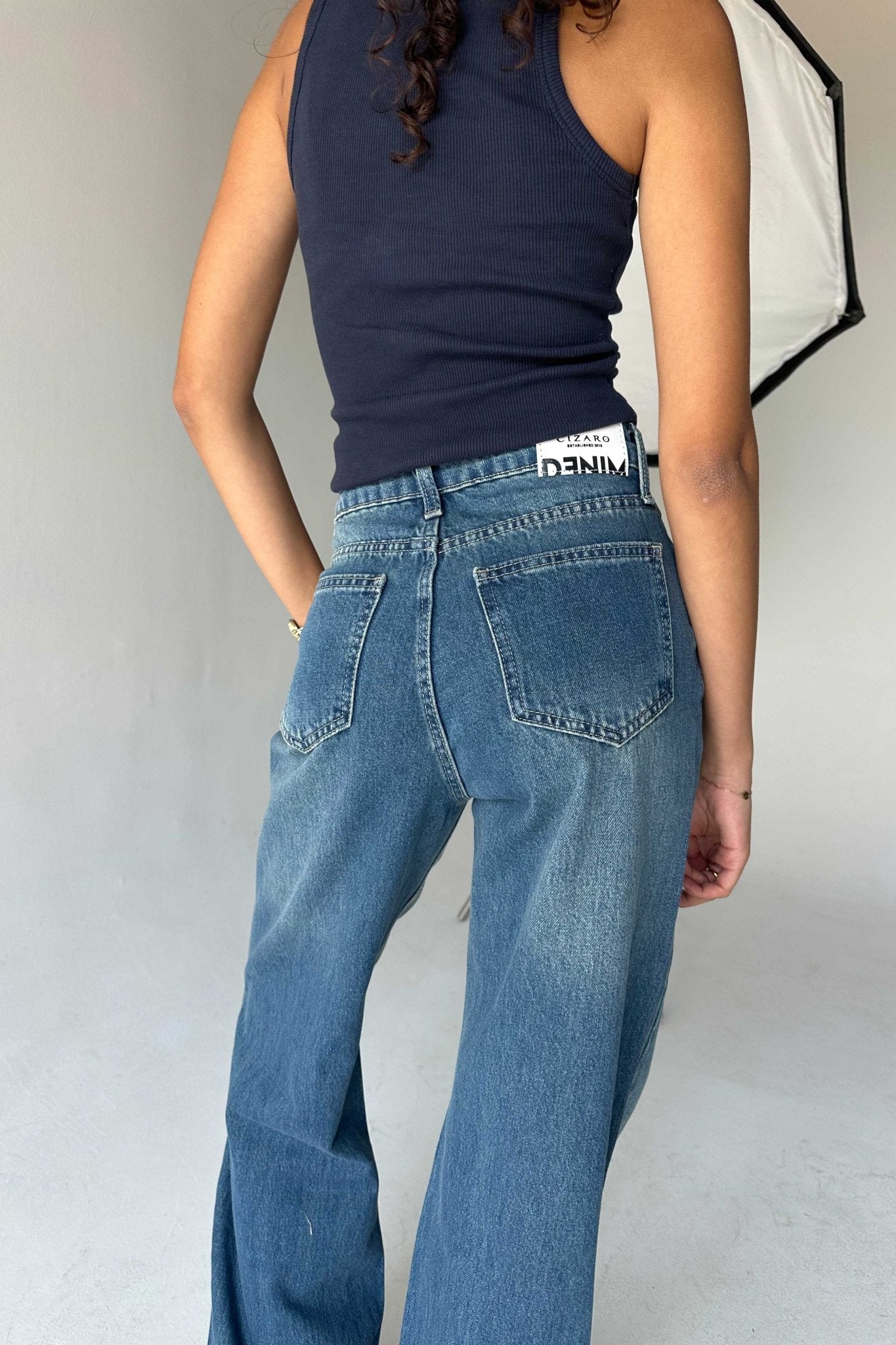 Baggy - High-Waist Old School Blue Jeans Baggy CIZARO - Cizaro Jeans