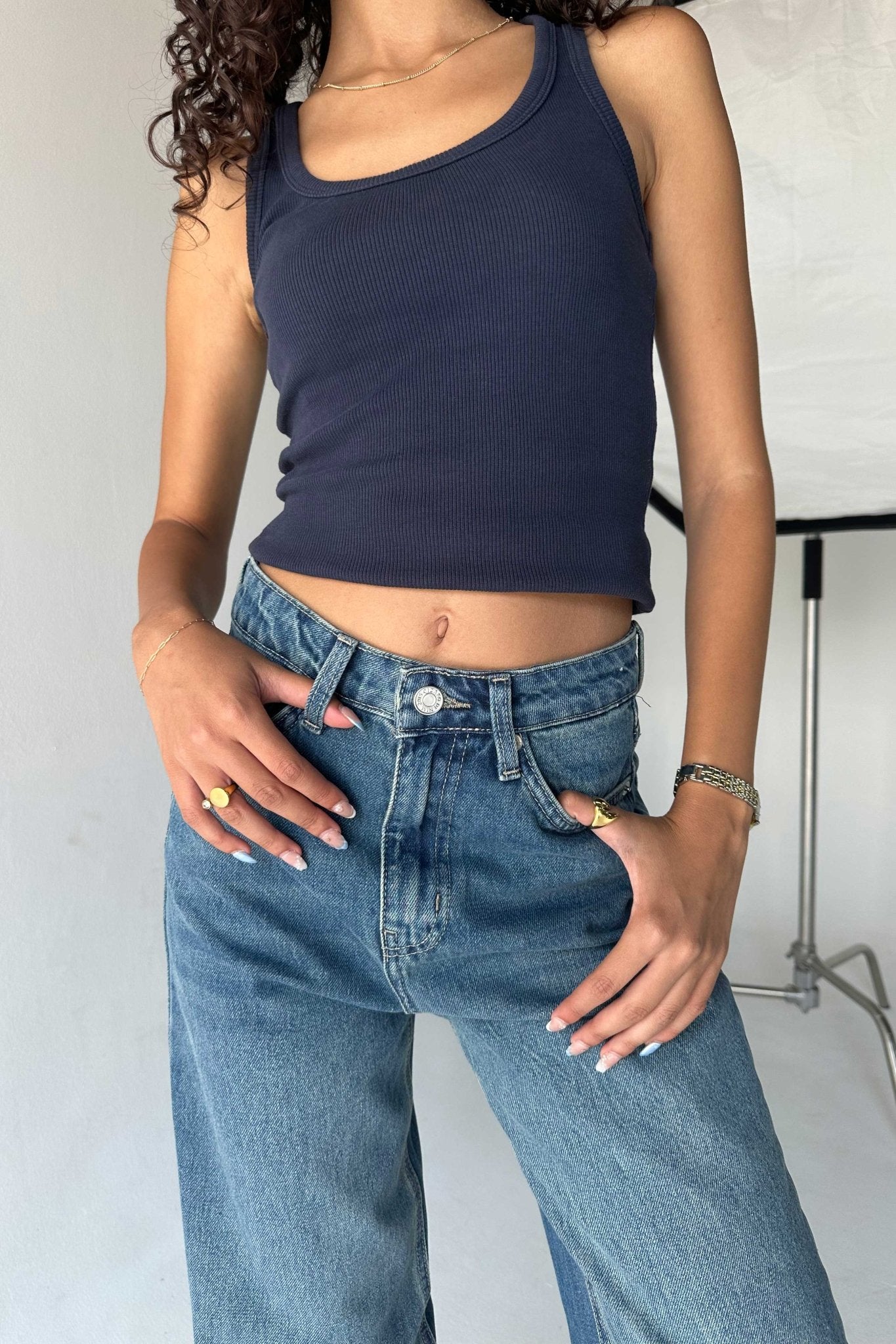 Baggy - High-Waist Old School Blue Jeans Baggy CIZARO - Cizaro Jeans