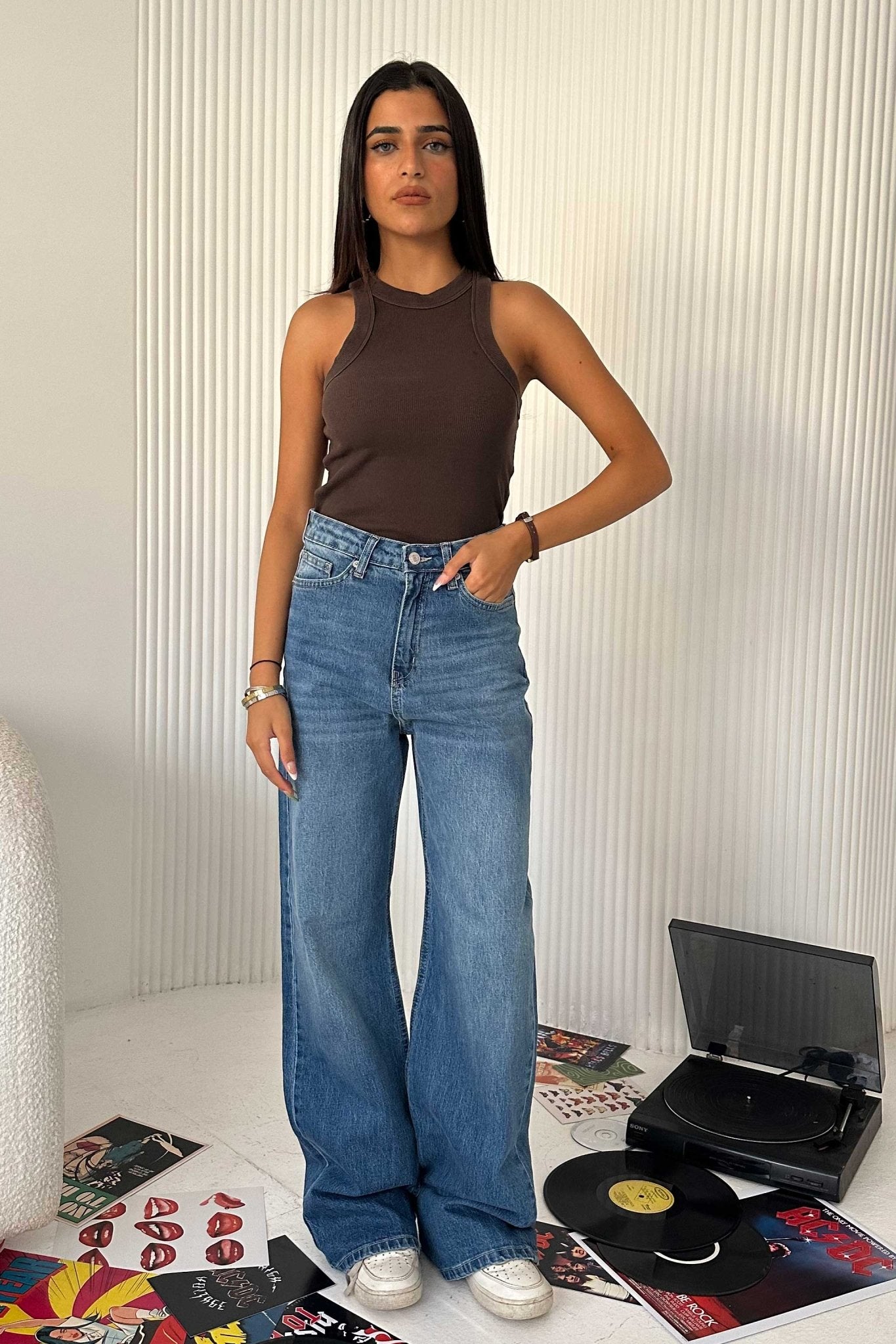 Ultra Comfort Wide-Leg - High-Waist True Blue Washed Jeans wide leg CIZARO - Cizaro Jeans