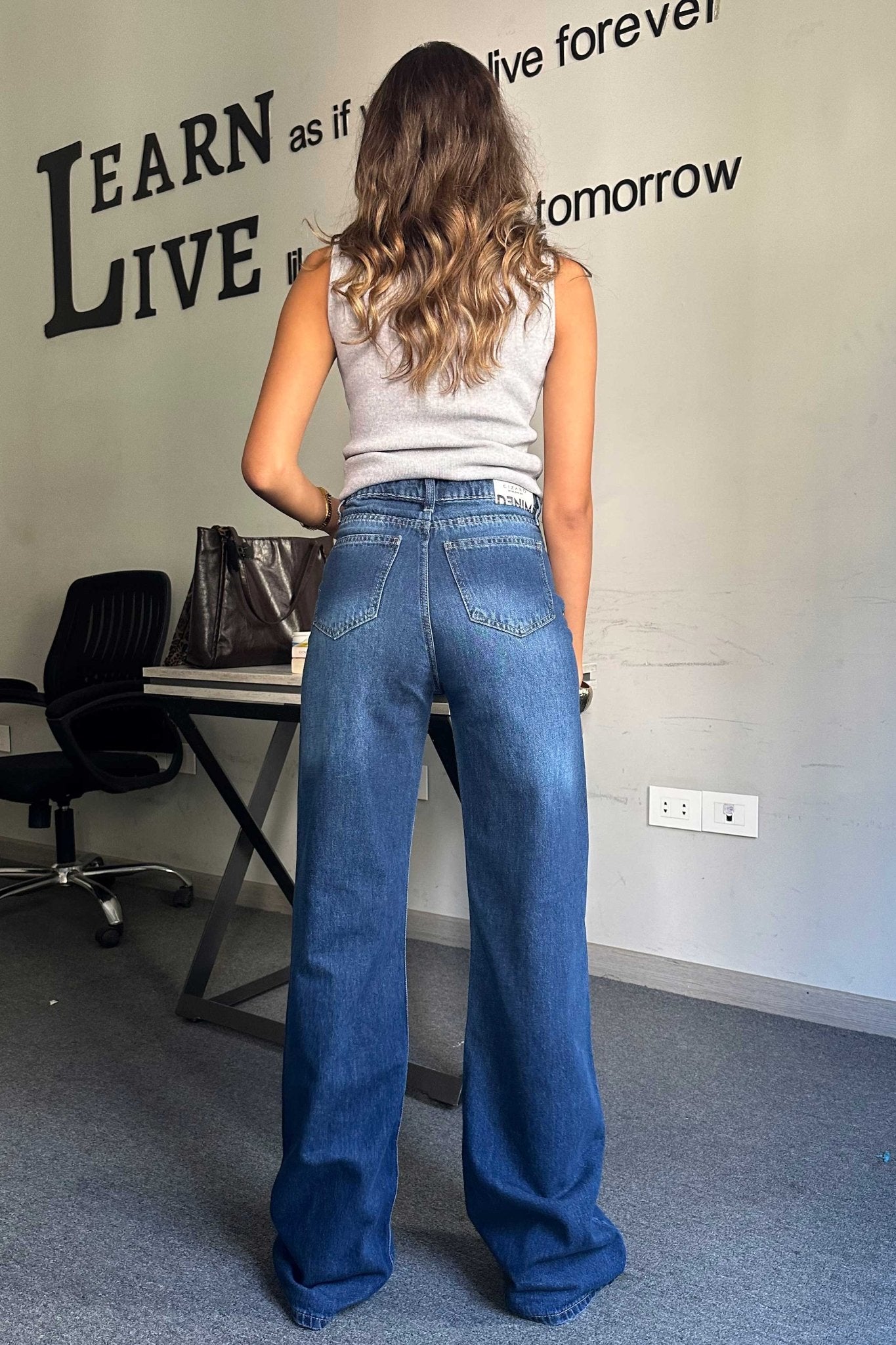 Baggy - High-Waist Washed Dark Blue Jeans baggy CIZARO - Cizaro Jeans