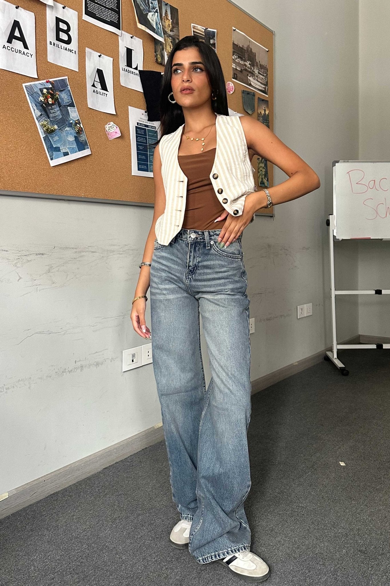 Baggy - Mid Rise Flex Waist Mid Vintage Blue Jeans Baggy CIZARO - Cizaro Jeans